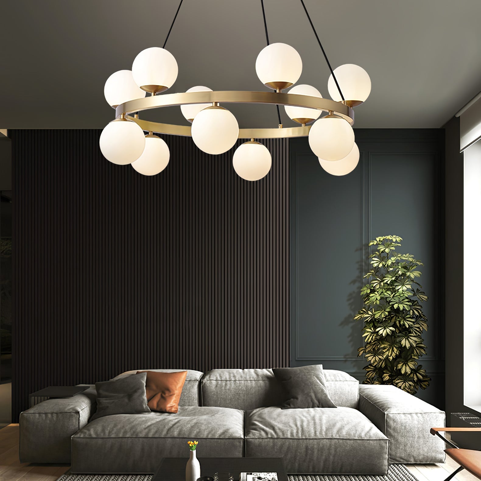 Lustra Kronleuchter Globus Messingring-Letslighting