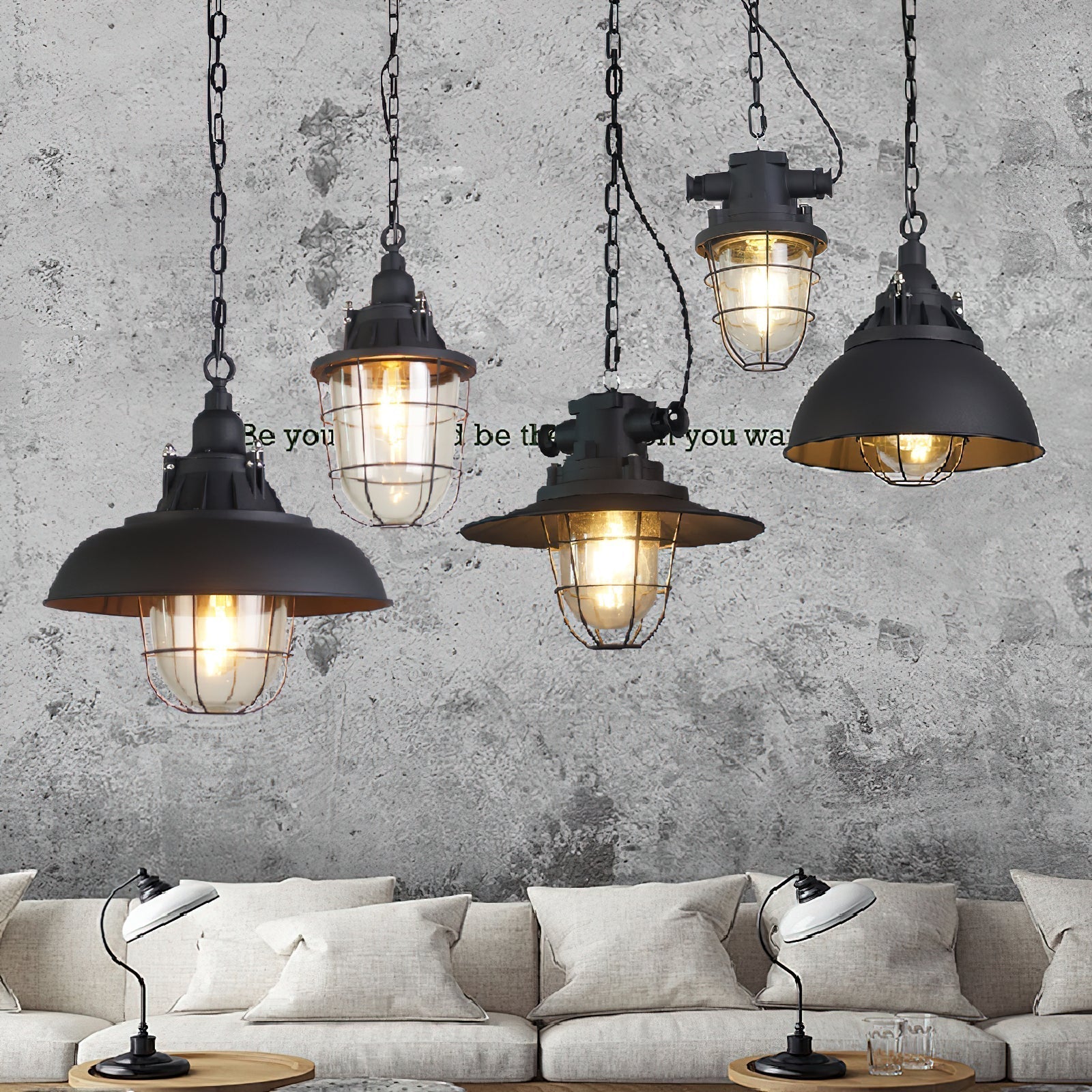 Celest Vintage Industrial Käfig Glas Pendelleuchte-Letslighting