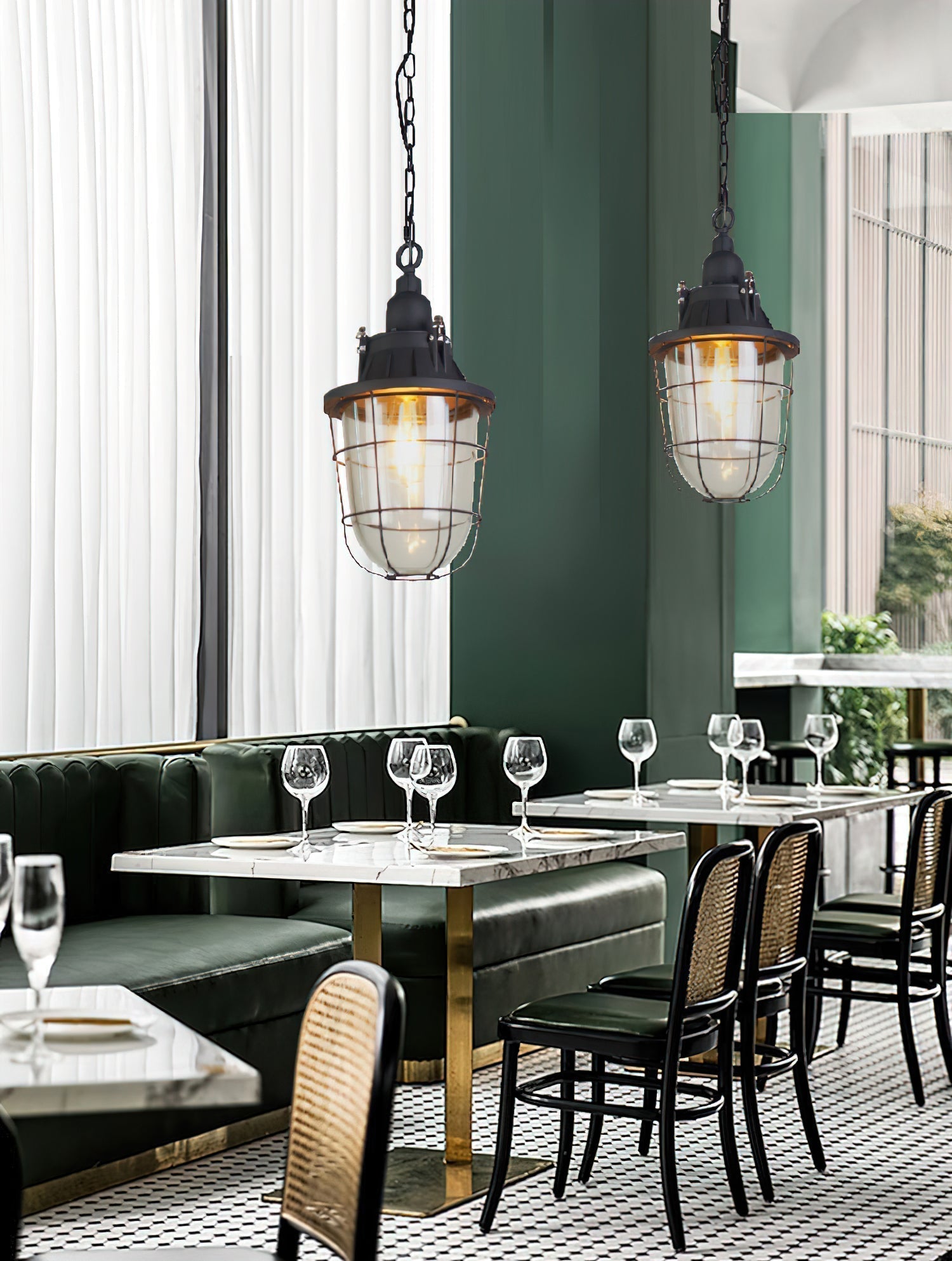 Celest Vintage Industrial Käfig Glas Pendelleuchte-Letslighting