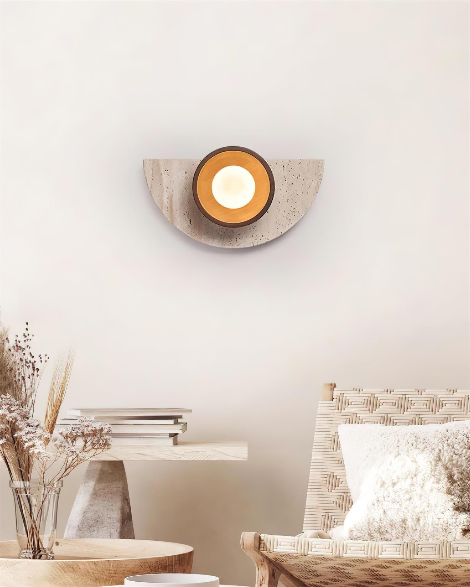 Solaro Wall Lamp Travertine Half-moon Design - Letslighting