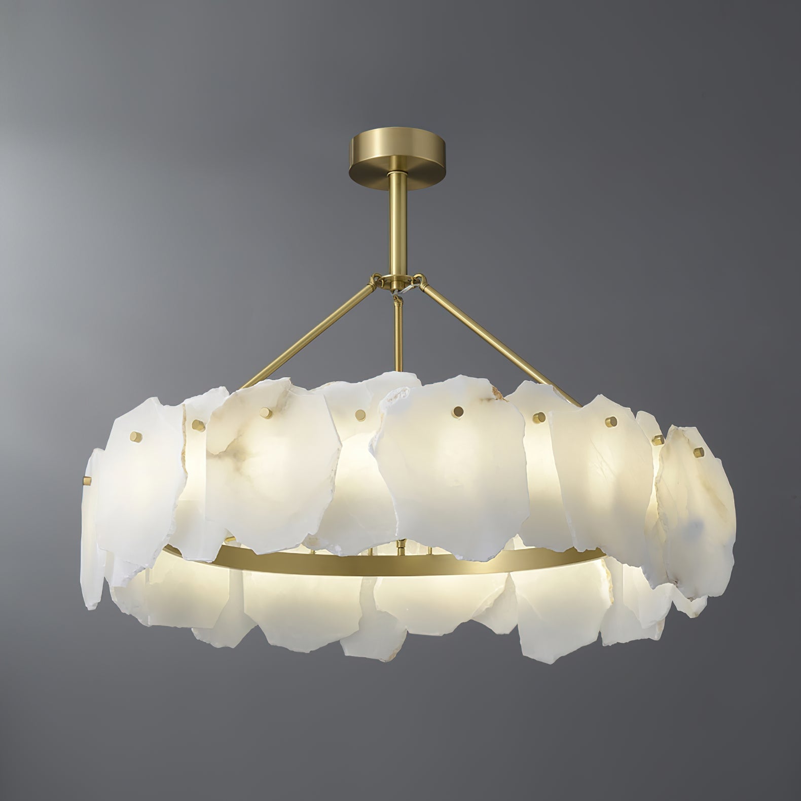 Cryon Postmodern Luxury Brass Alabaster Chandelier - Letslighting