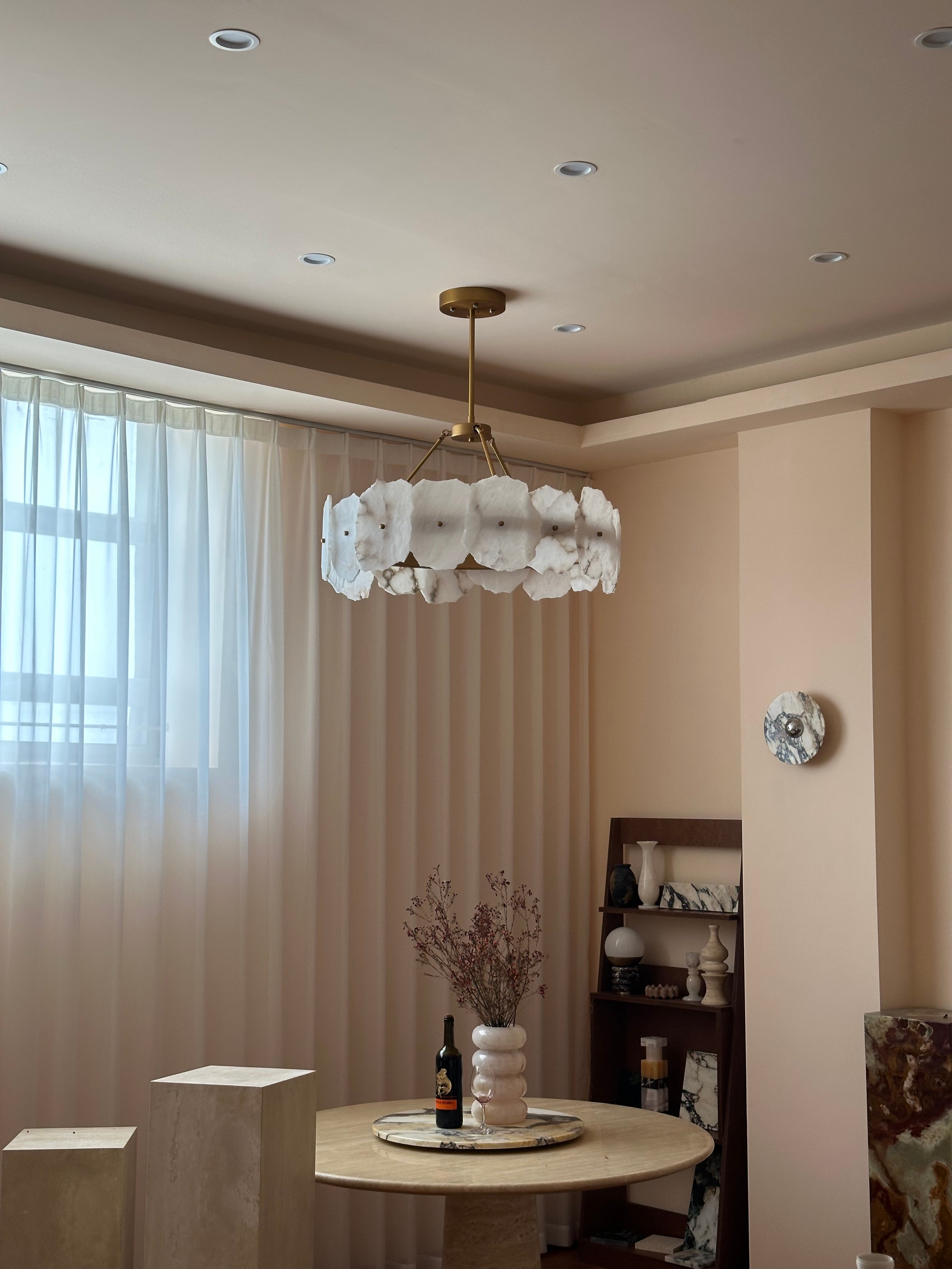 Cryon Postmodern Luxury Brass Alabaster Chandelier - Letslighting