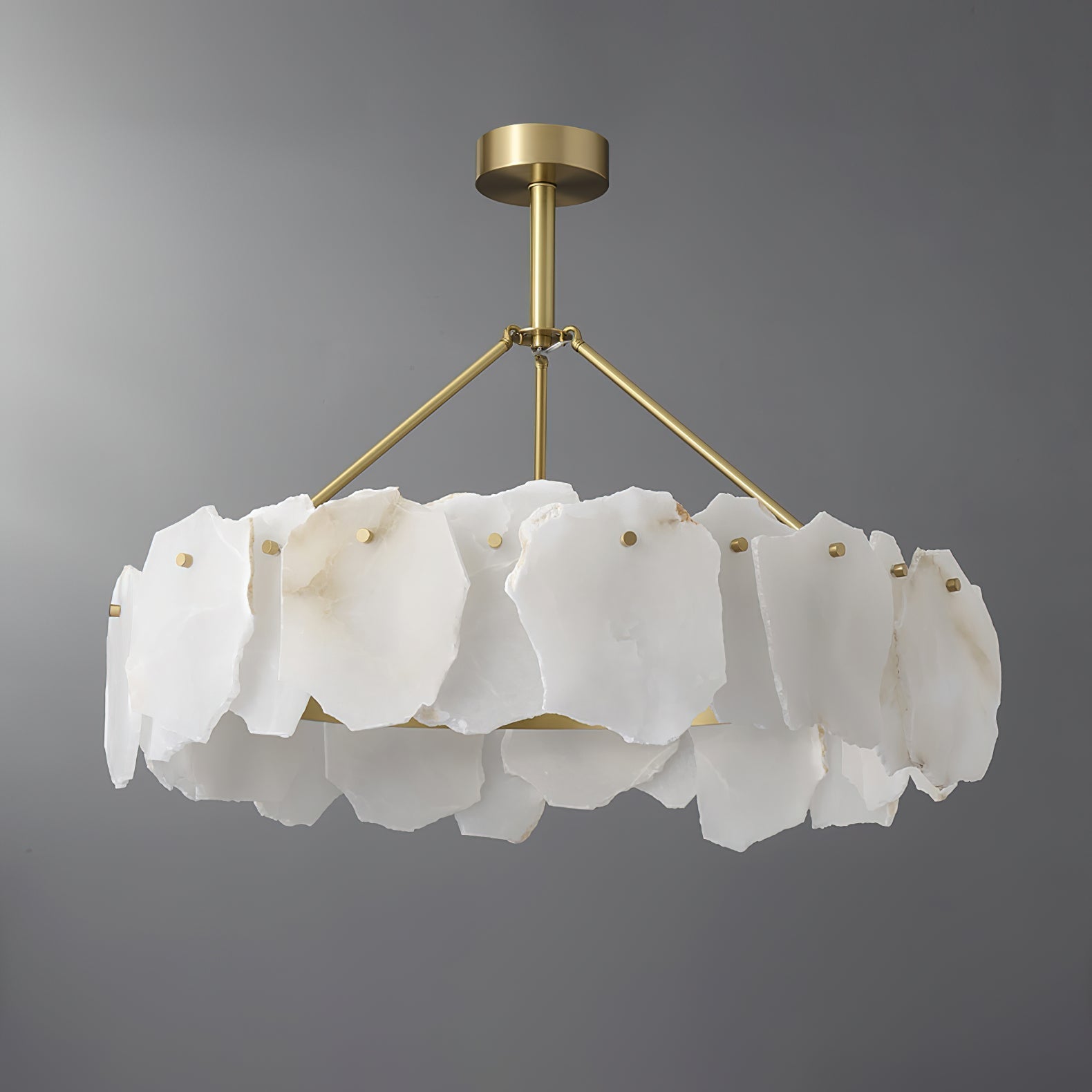 Cryon Postmodern Luxury Brass Alabaster Chandelier - Letslighting