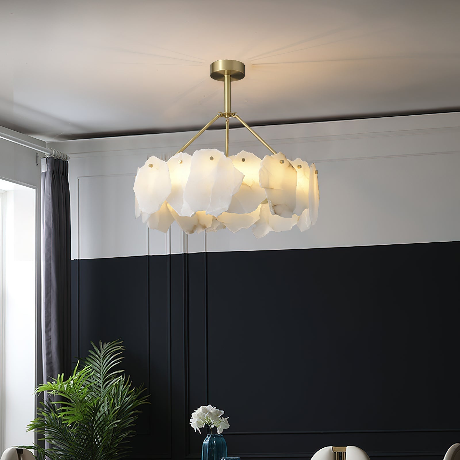 Cryon Postmodern Luxury Brass Alabaster Chandelier - Letslighting