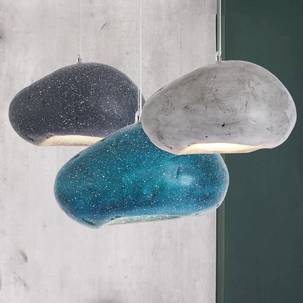 Avi Geometrische Pendelleuchte, Metall/Acryl, Schwarz/Blau, Wohnzimmer