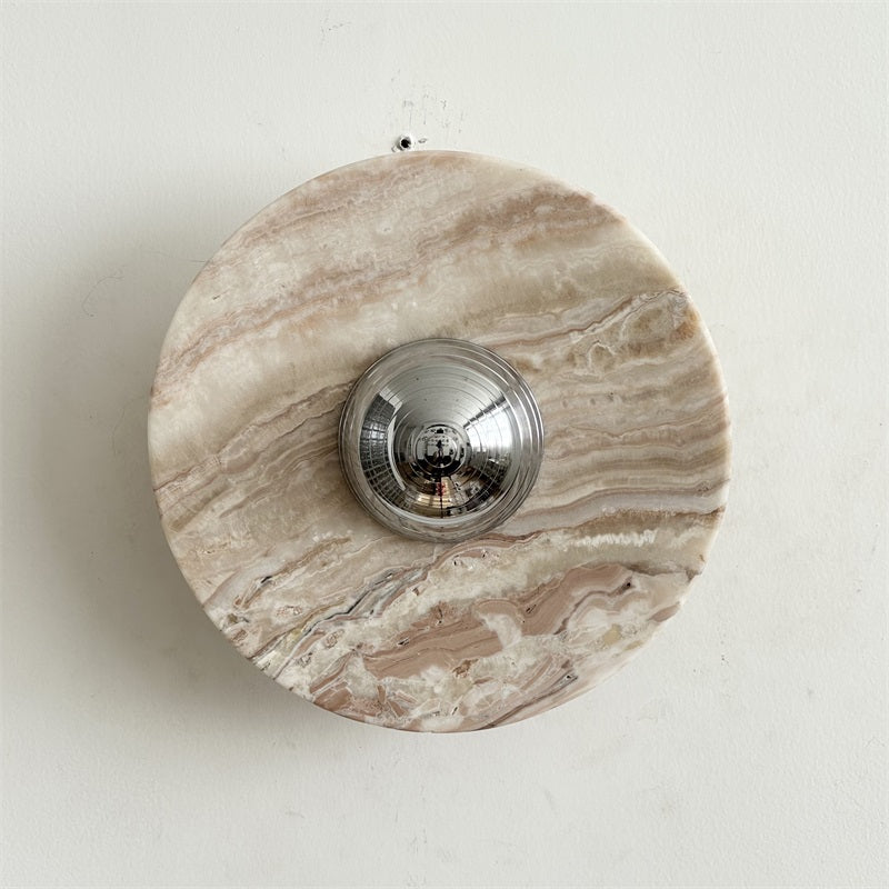 Alba Modern Minimalist Chrome Marble Metal Wall Lamp - Letslighting