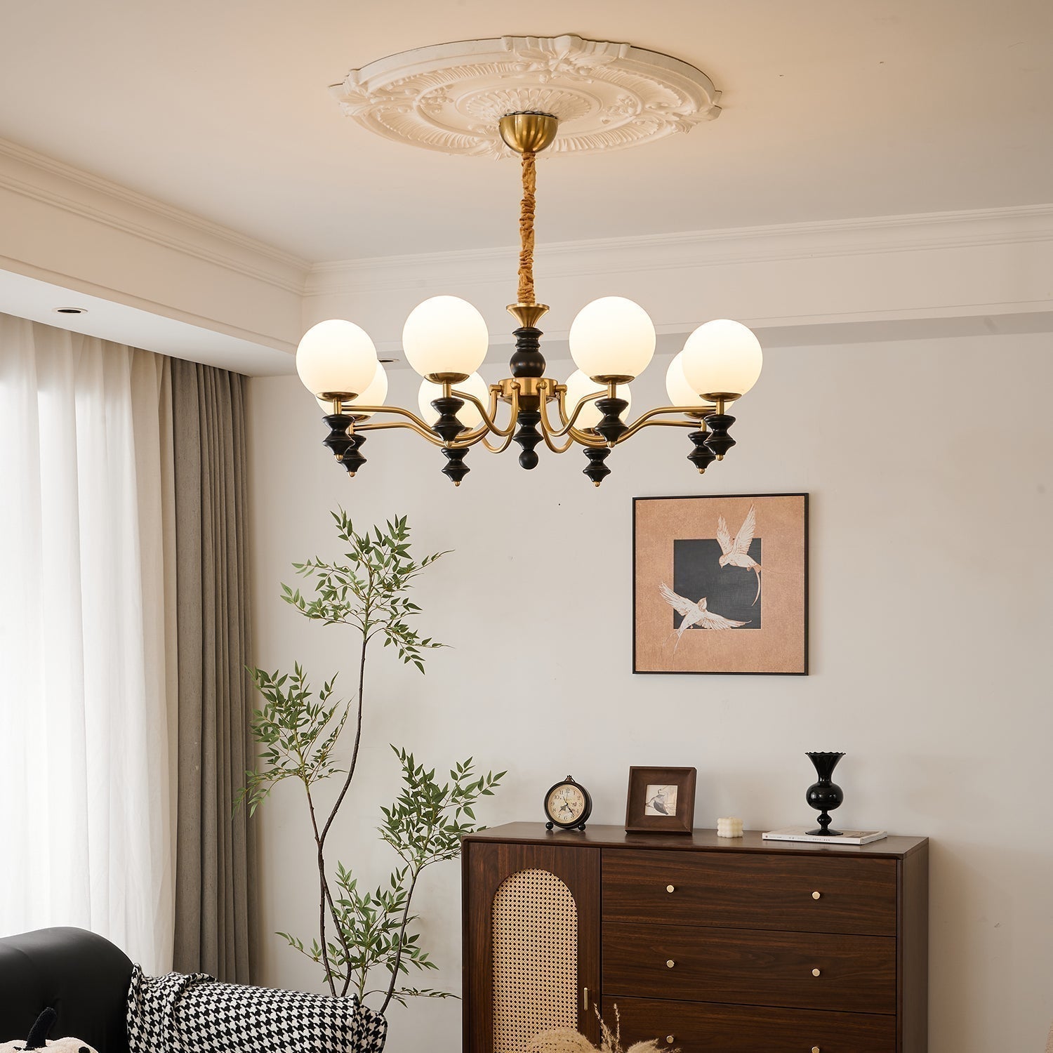 Ordore Traditioneller Eleganter Kronleuchter aus Vintage-Holz-Letslighting