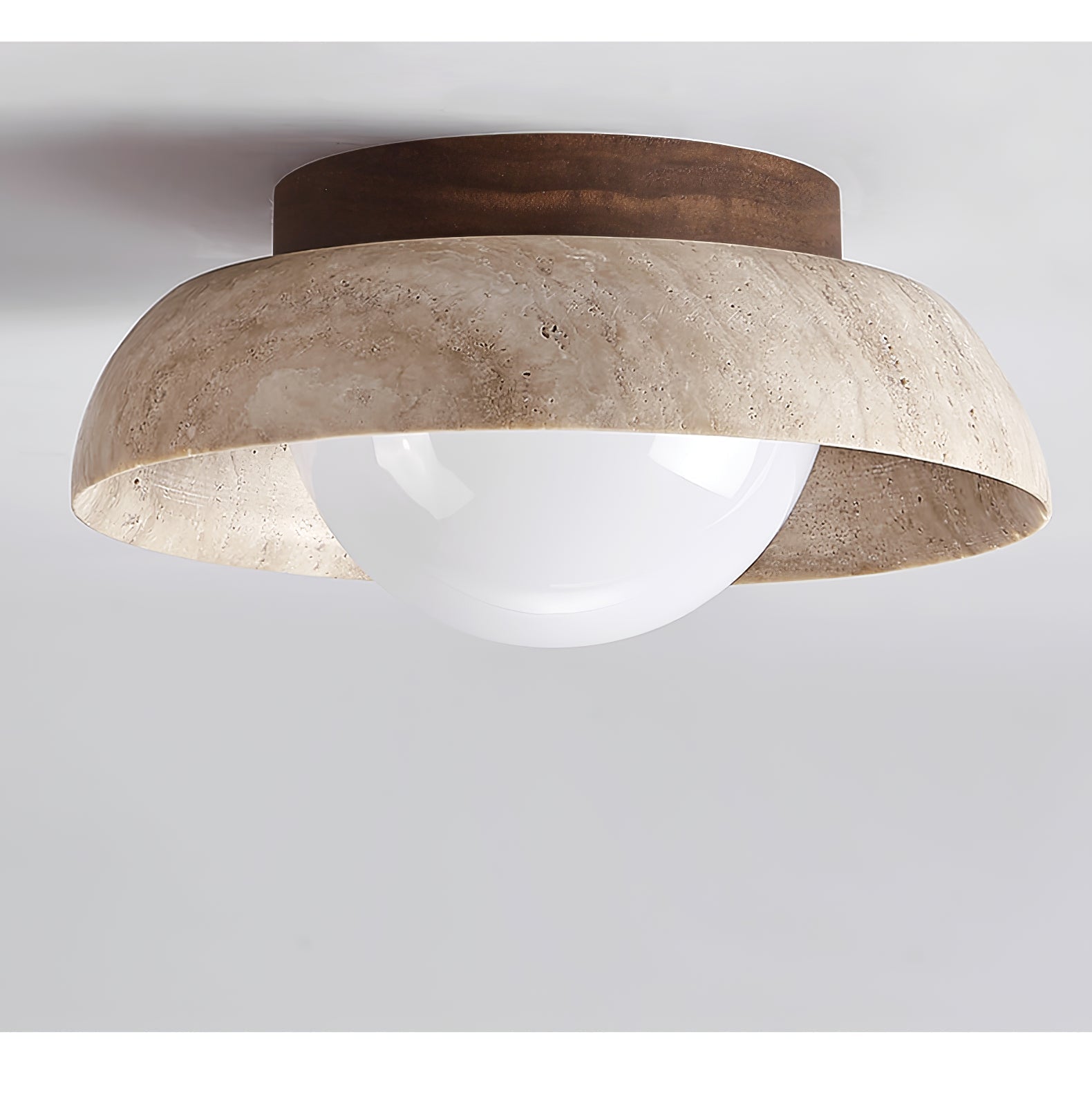 Ashaionis Disc-Dome Travertine Ceiling Light - Neutralighting