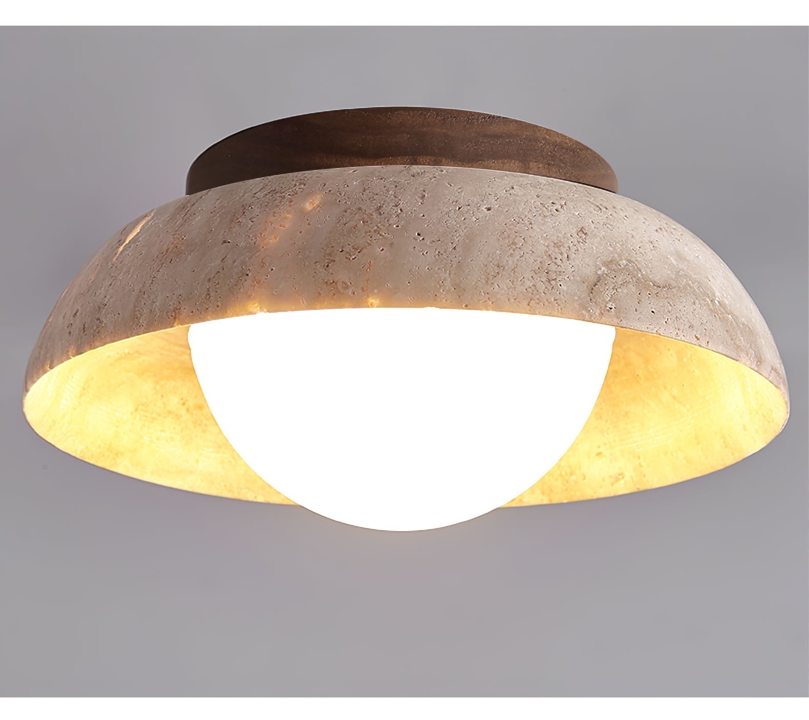 Ashaionis Disc-Dome Travertine Ceiling Light - Neutralighting