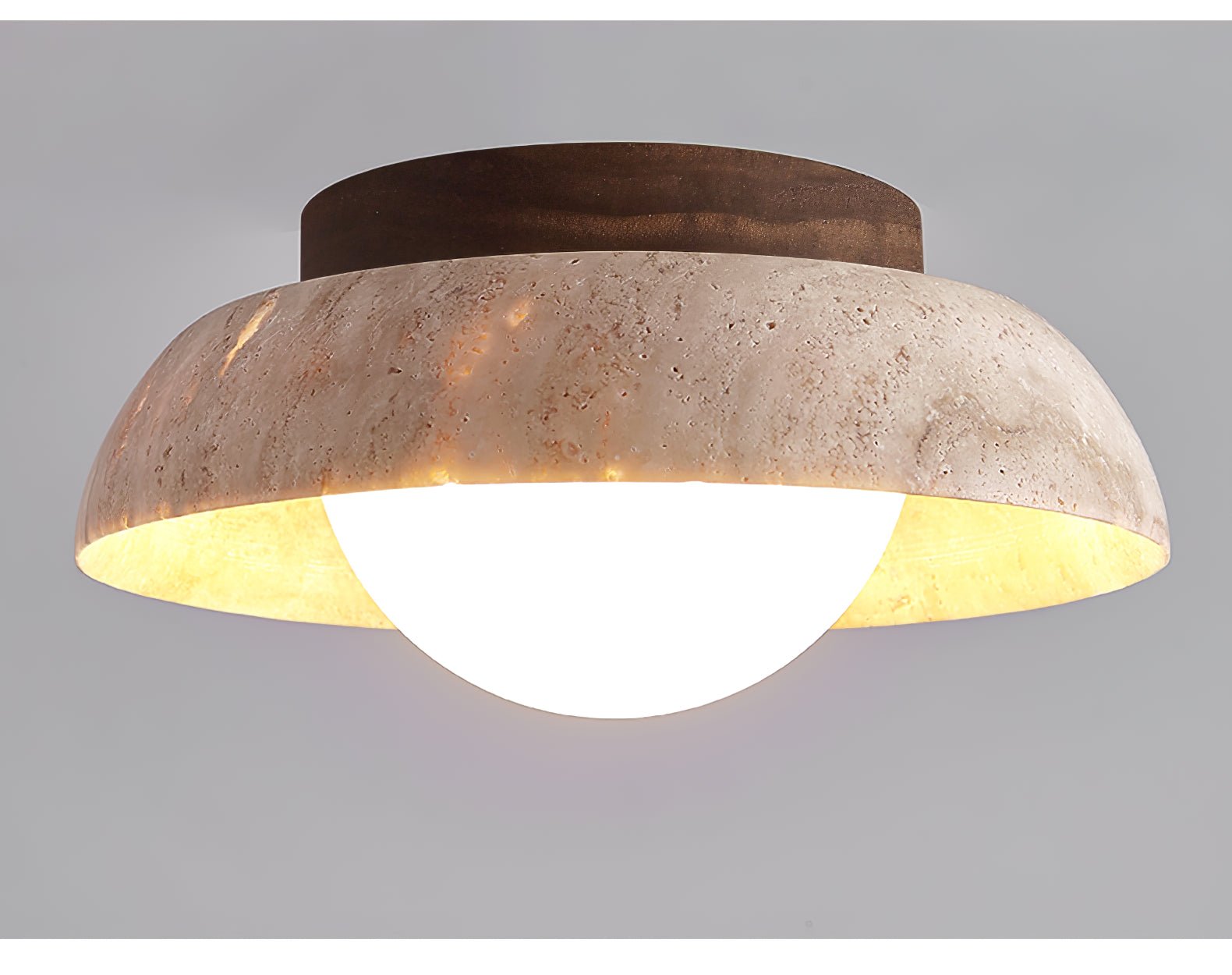 Ashaionis Disc-Dome Travertine Ceiling Light - Neutralighting