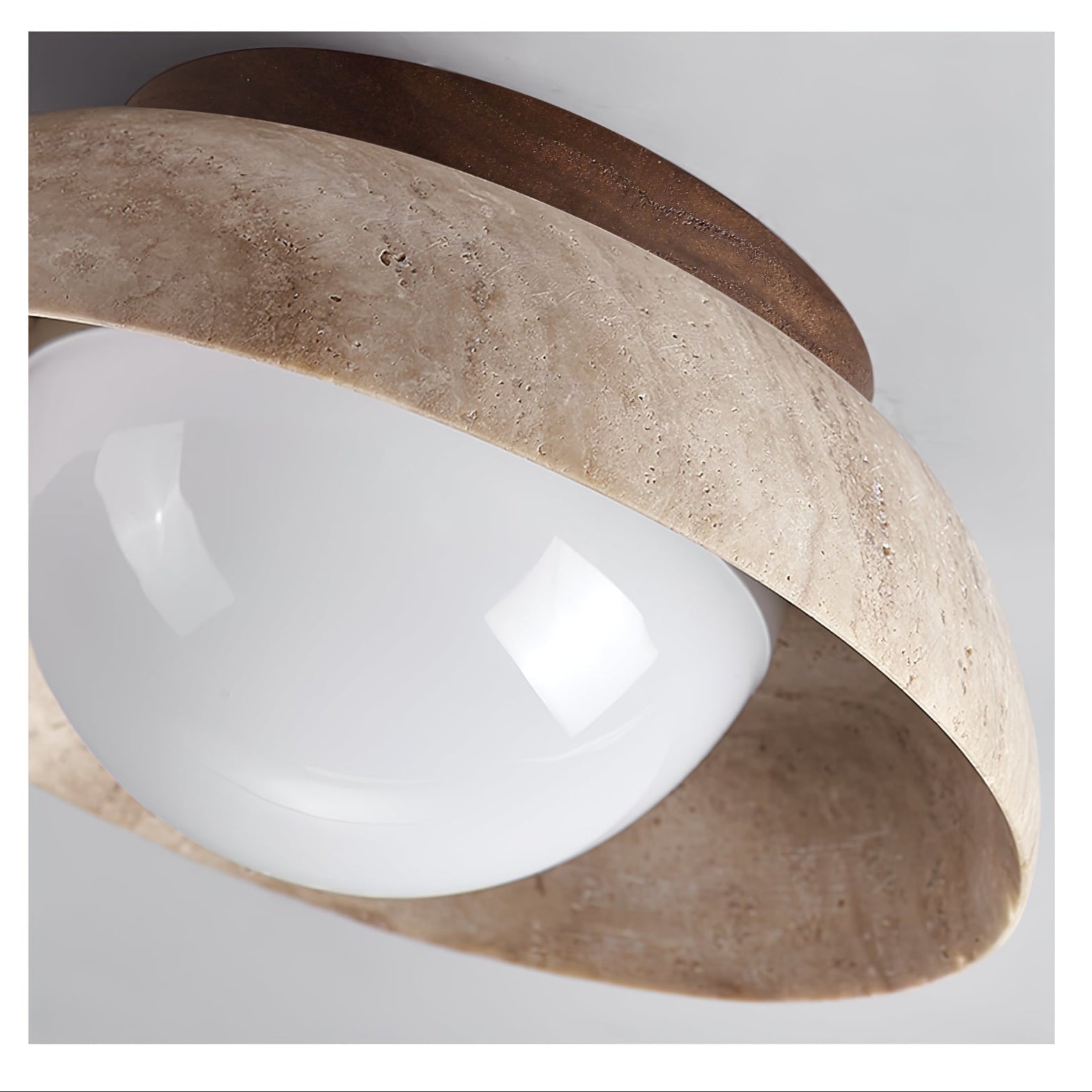 Ashaionis Disc-Dome Travertine Ceiling Light - Neutralighting