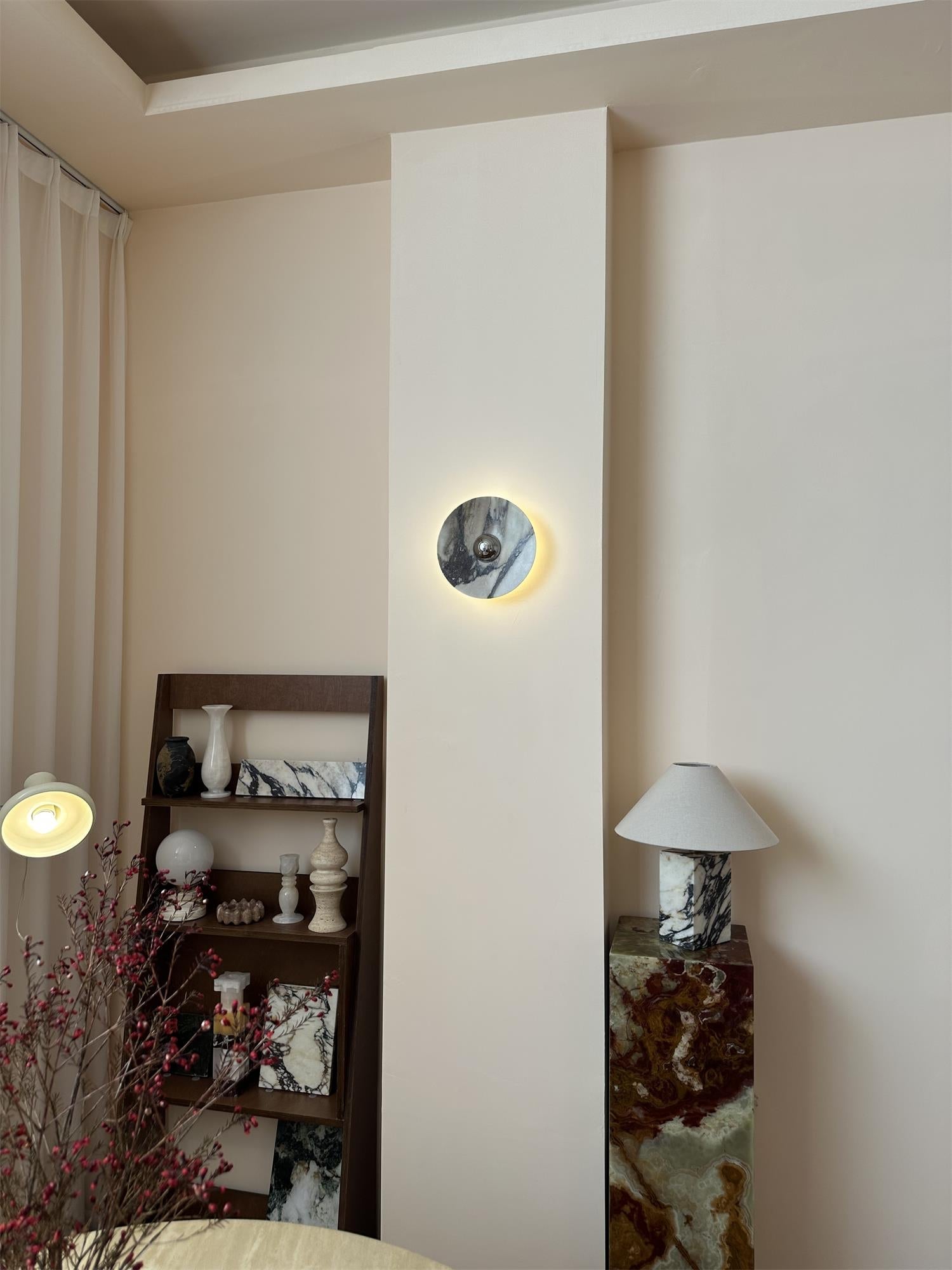 Alter Modern Minimalist Round Marble Metal Sconce Wall Lamp - Letslighting
