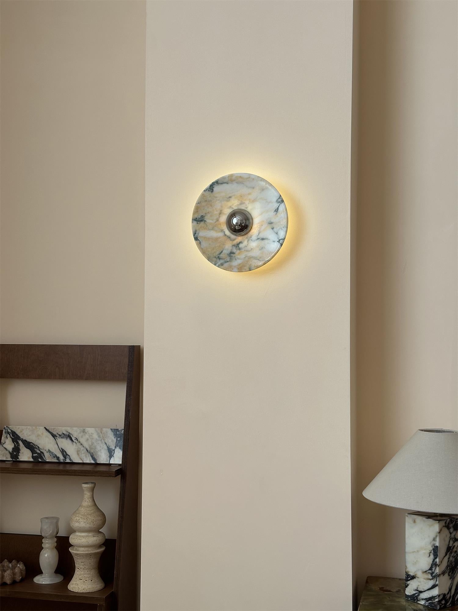 Alter Modern Minimalist Round Marble Metal Sconce Wall Lamp - Letslighting