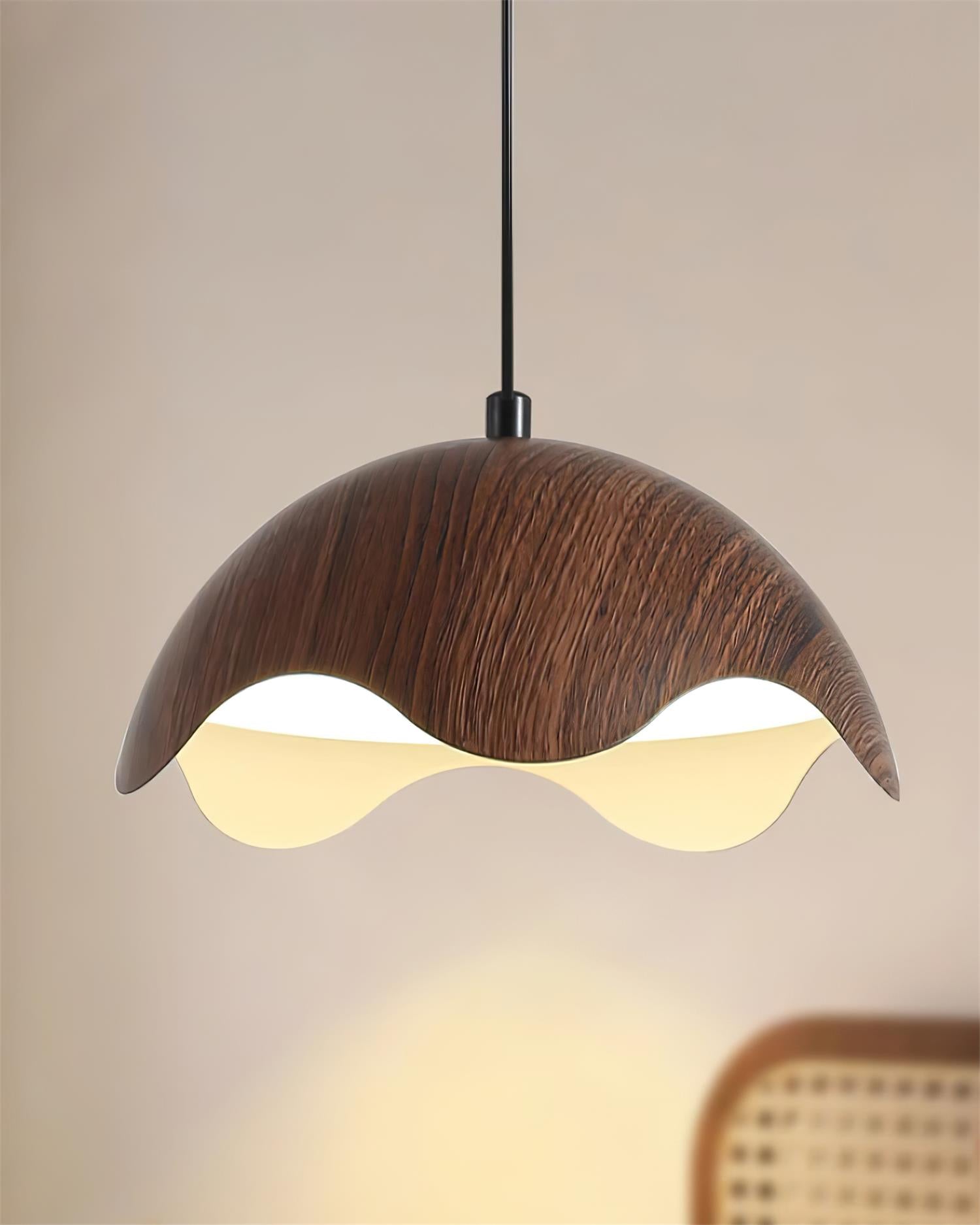 Pendelleuchte Holzmaserung Metallschirm Minimalistisch-Letslighting