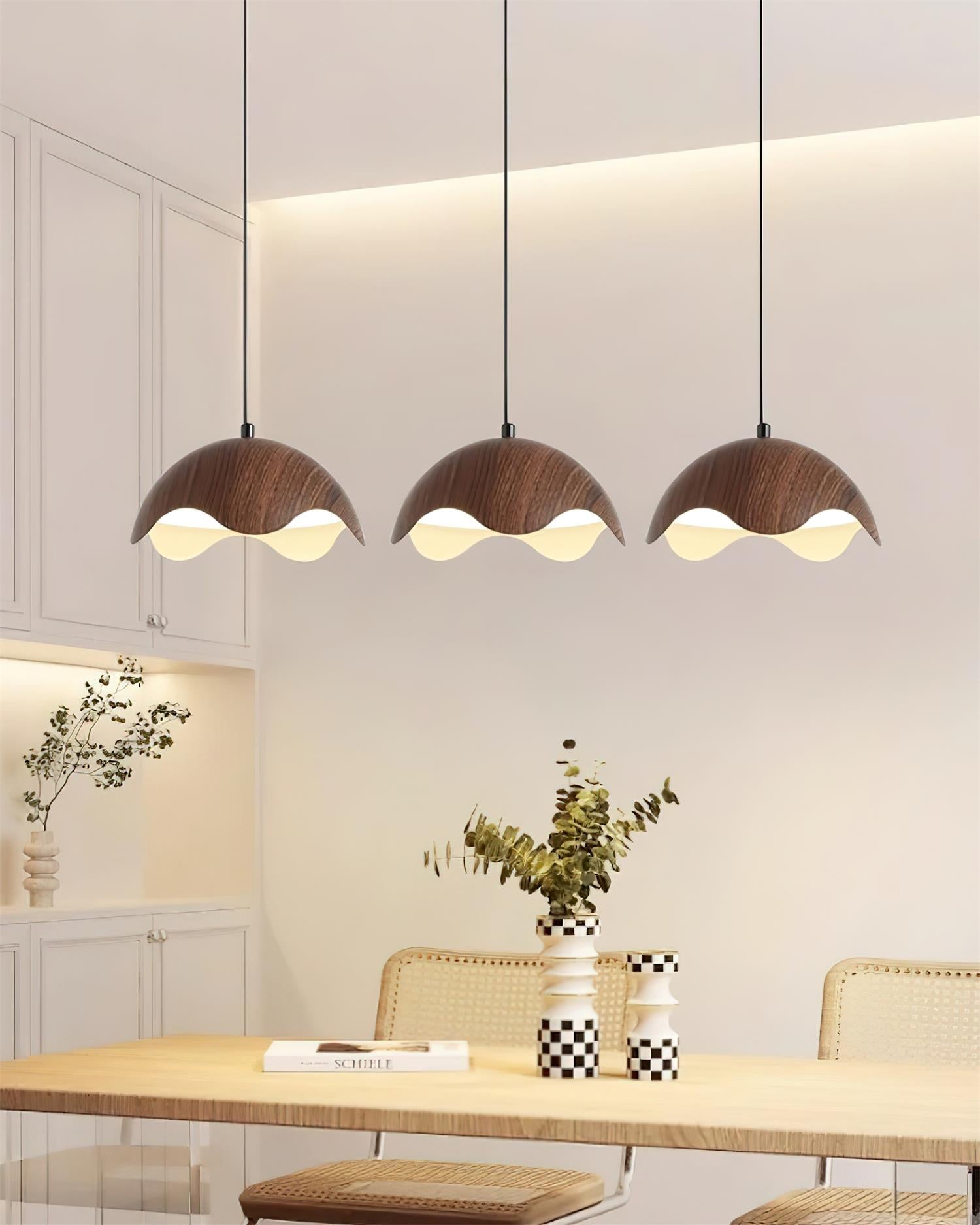 Pendelleuchte Holzmaserung Metallschirm Minimalistisch-Letslighting