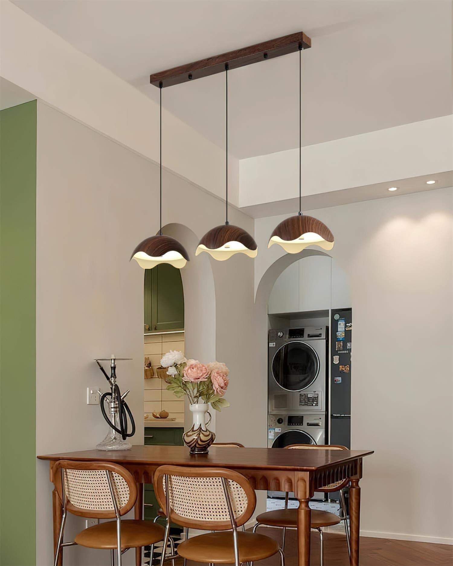 Pendelleuchte Holzmaserung Metallschirm Minimalistisch-Letslighting