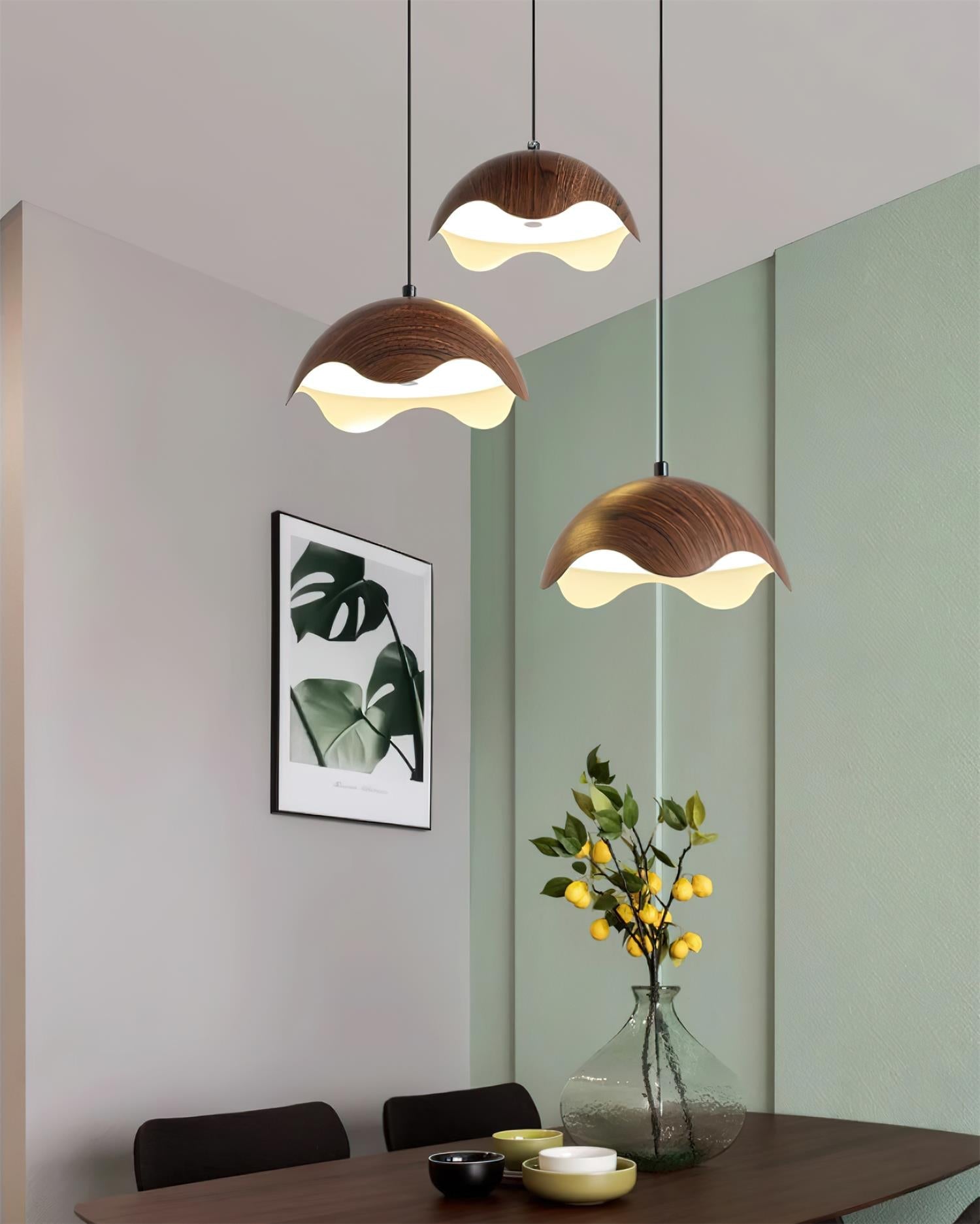 Pendelleuchte Holzmaserung Metallschirm Minimalistisch-Letslighting
