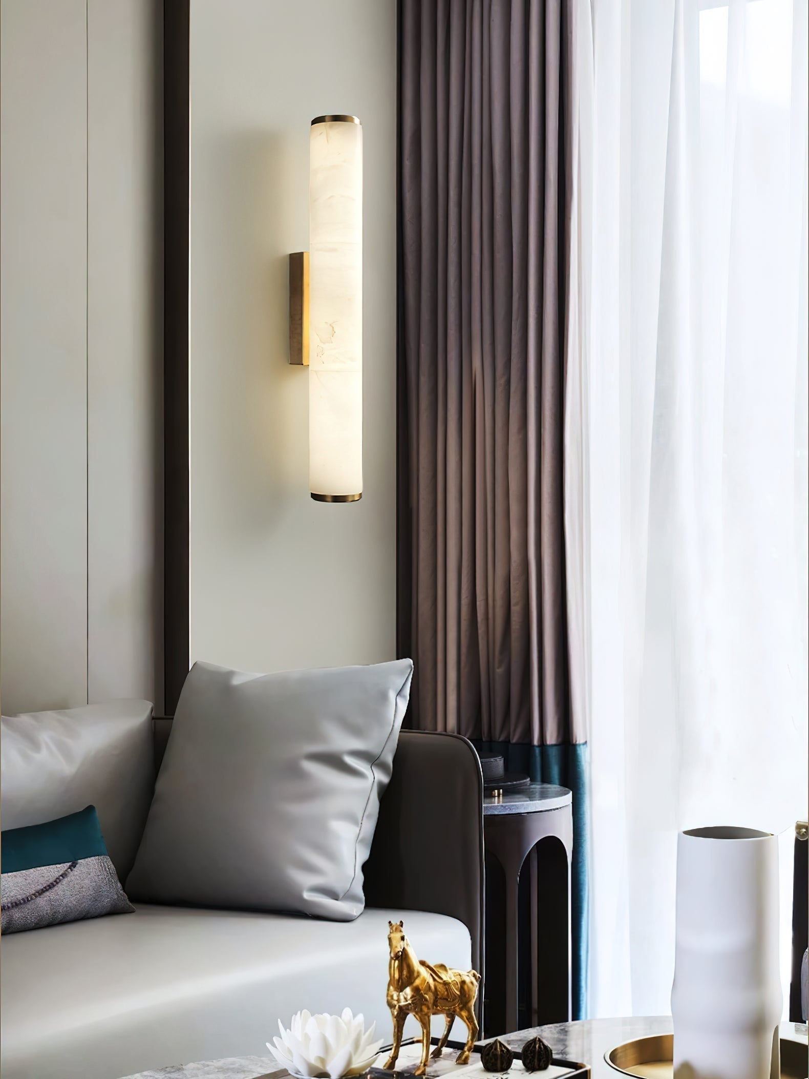 Arcus Modern Minimalist Elegance Brass Alabaster Sconce Wall Lamp - Letslighting