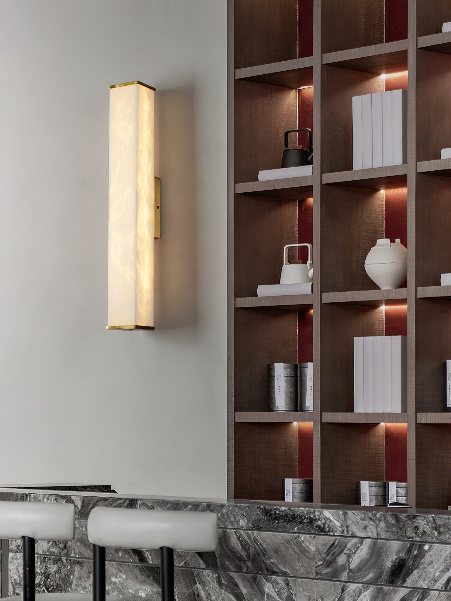 Arcus Modern Minimalist Elegance Brass Alabaster Sconce Wall Lamp - Letslighting