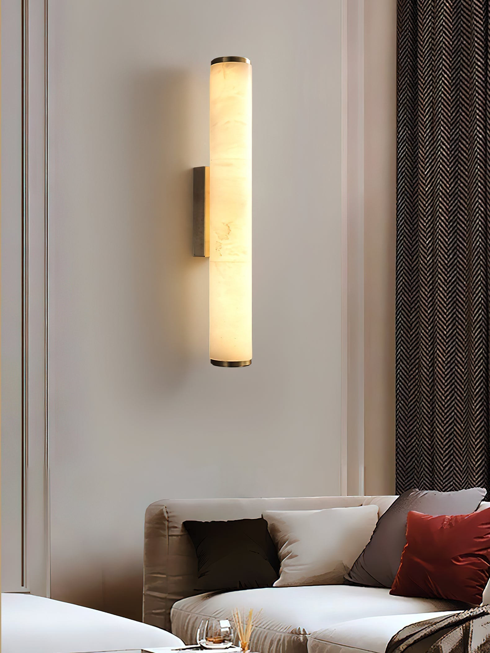 Arcus Modern Minimalist Elegance Brass Alabaster Sconce Wall Lamp - Letslighting