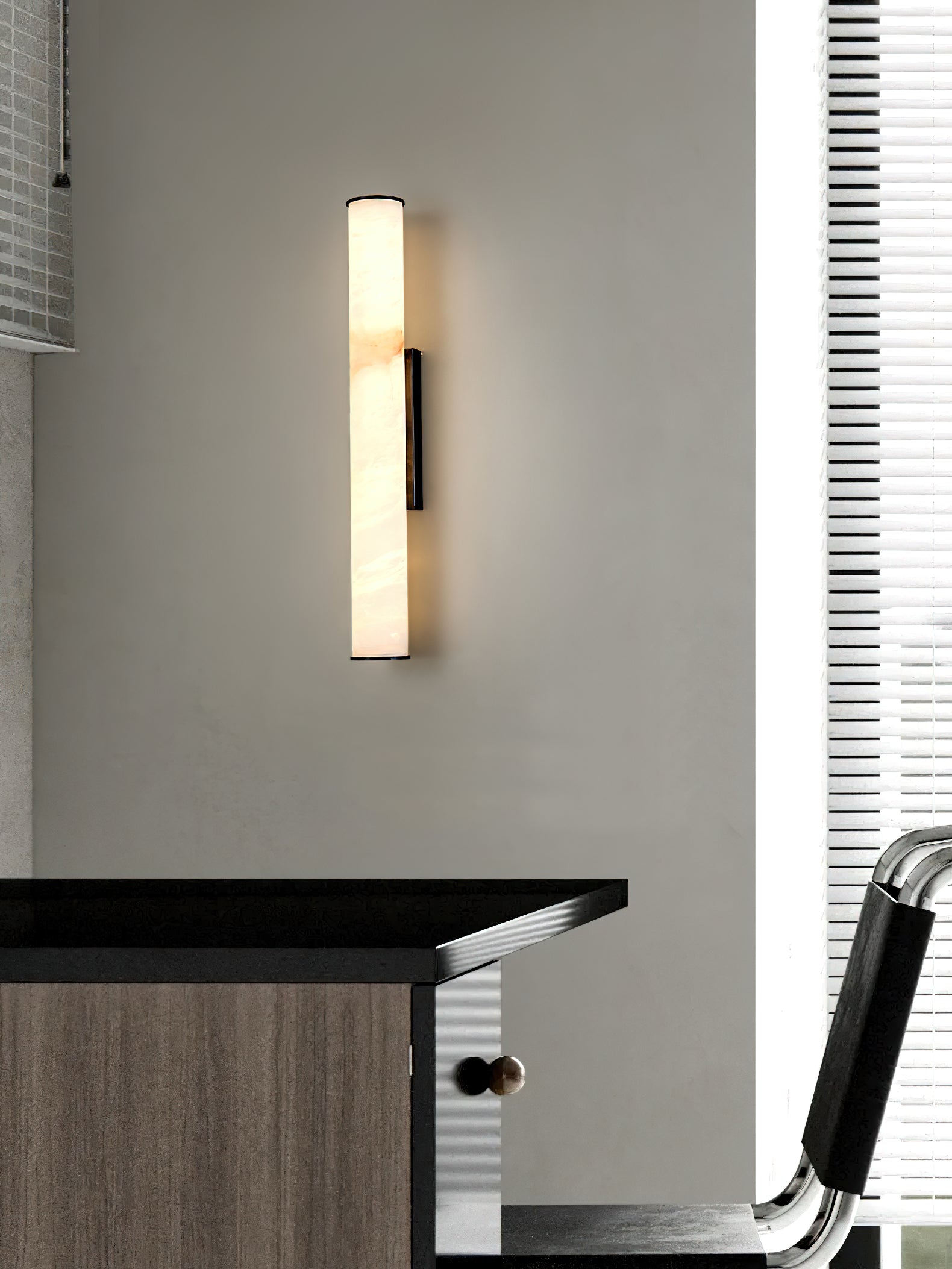 Arcus Modern Minimalist Elegance Brass Alabaster Sconce Wall Lamp - Letslighting