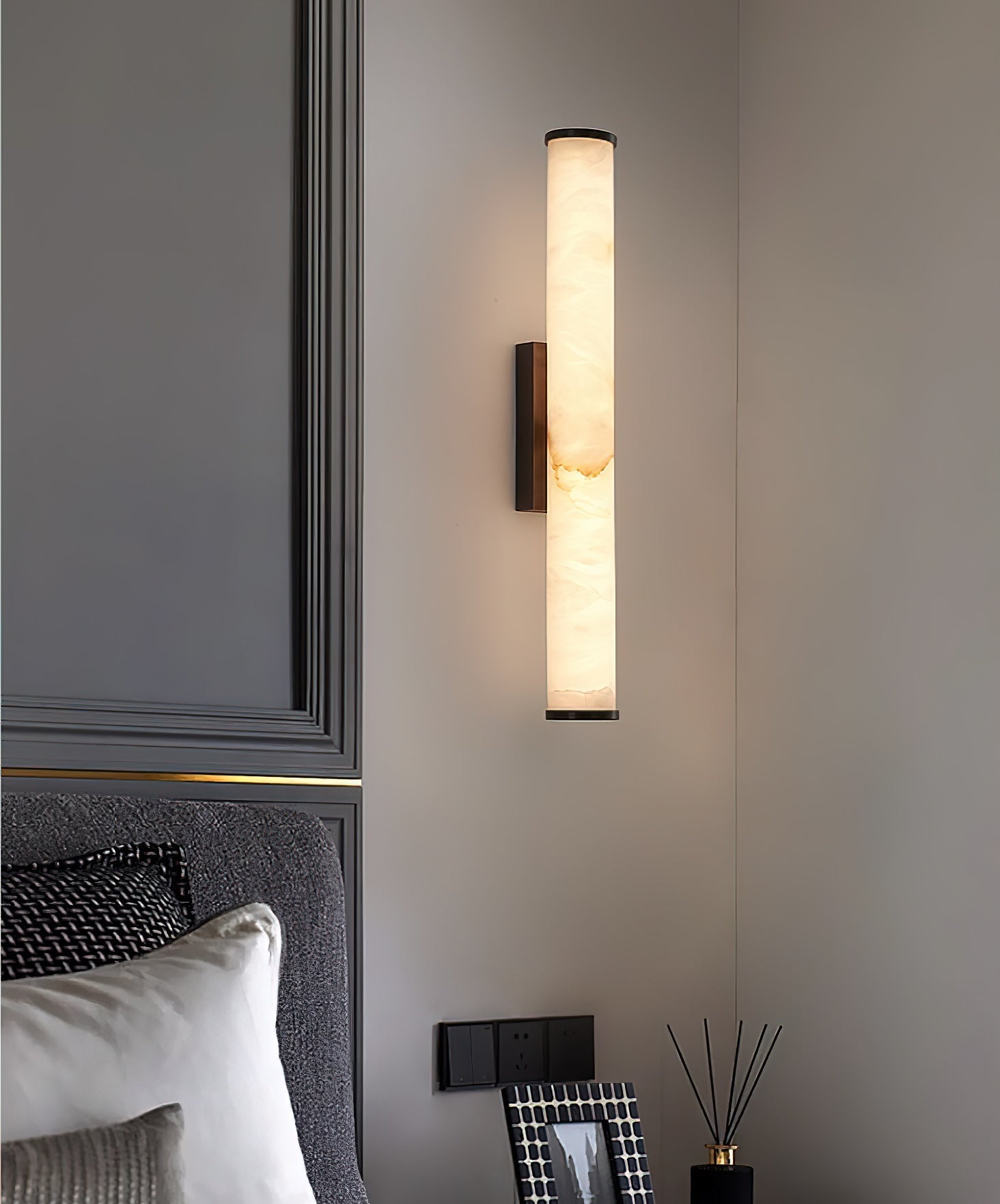 Arcus Modern Minimalist Elegance Brass Alabaster Sconce Wall Lamp - Letslighting