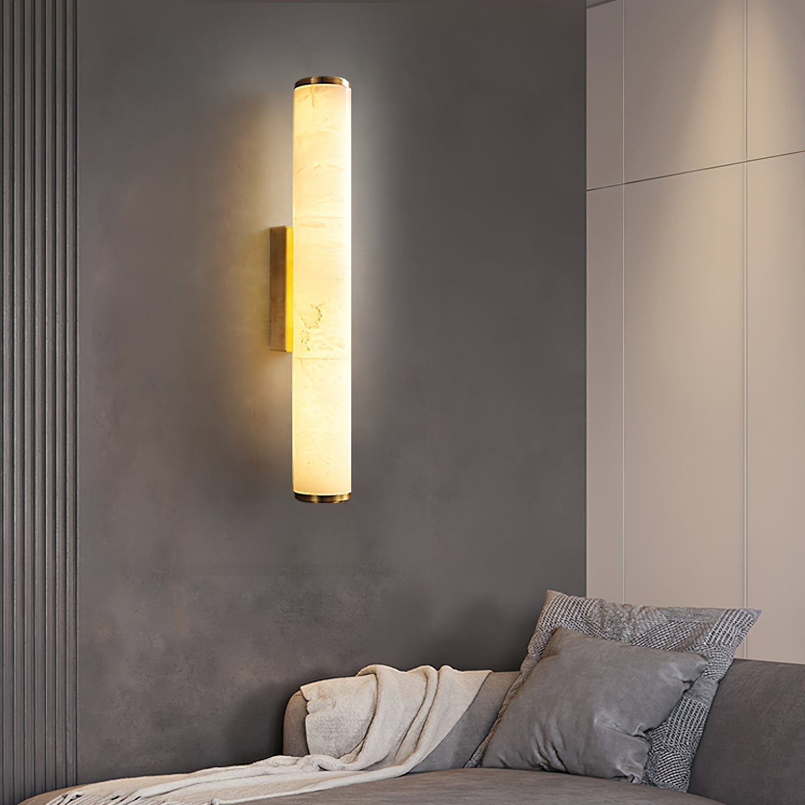 Arcus Modern Minimalist Elegance Brass Alabaster Sconce Wall Lamp - Letslighting