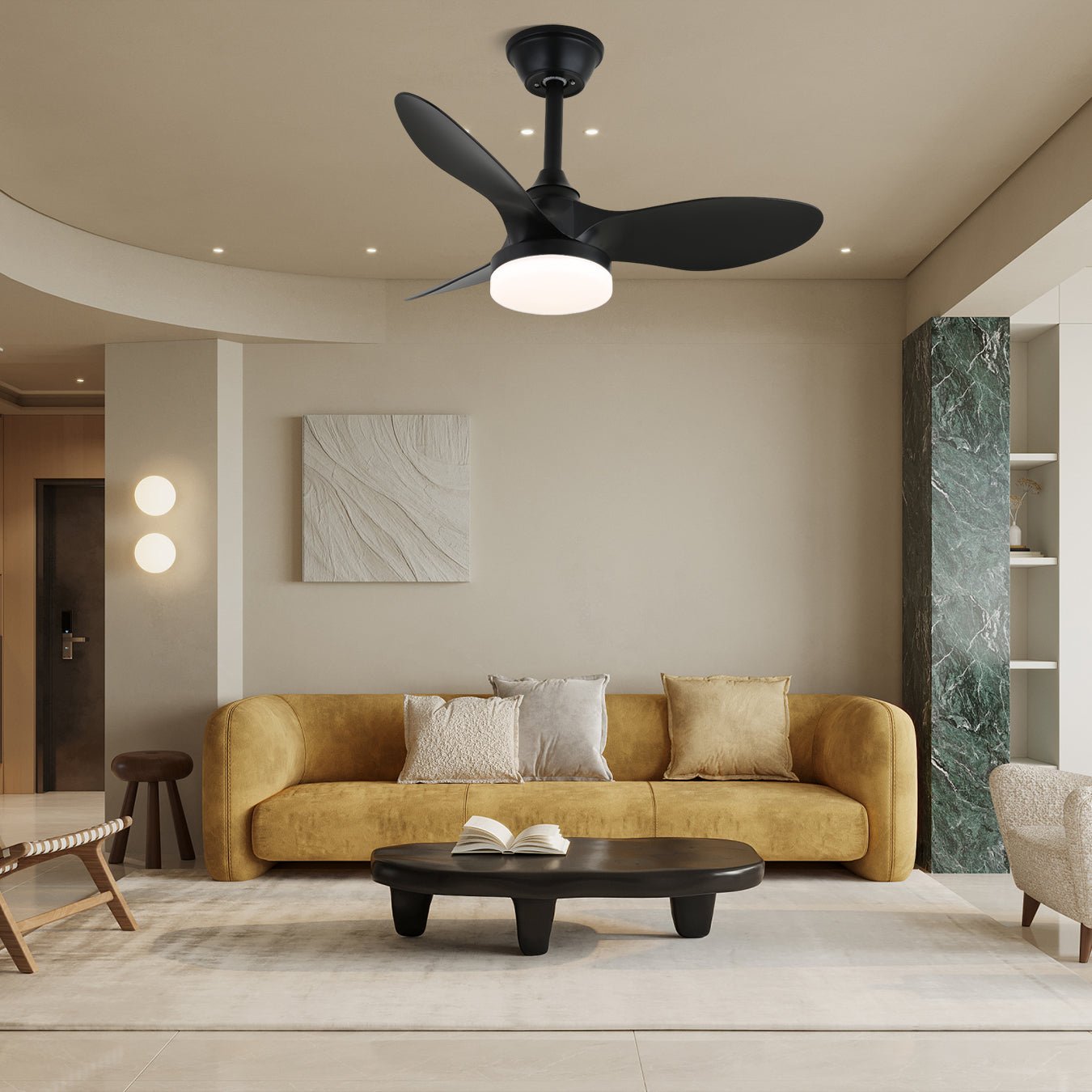 Aelric Moderner Deckenventilator mit Licht, der sein schlankes Design präsentiert