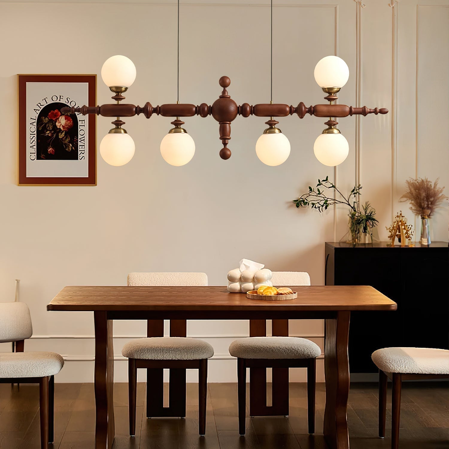 Isilira Klassische Lineare Pendelleuchte aus Holz und Glas-Letslighting