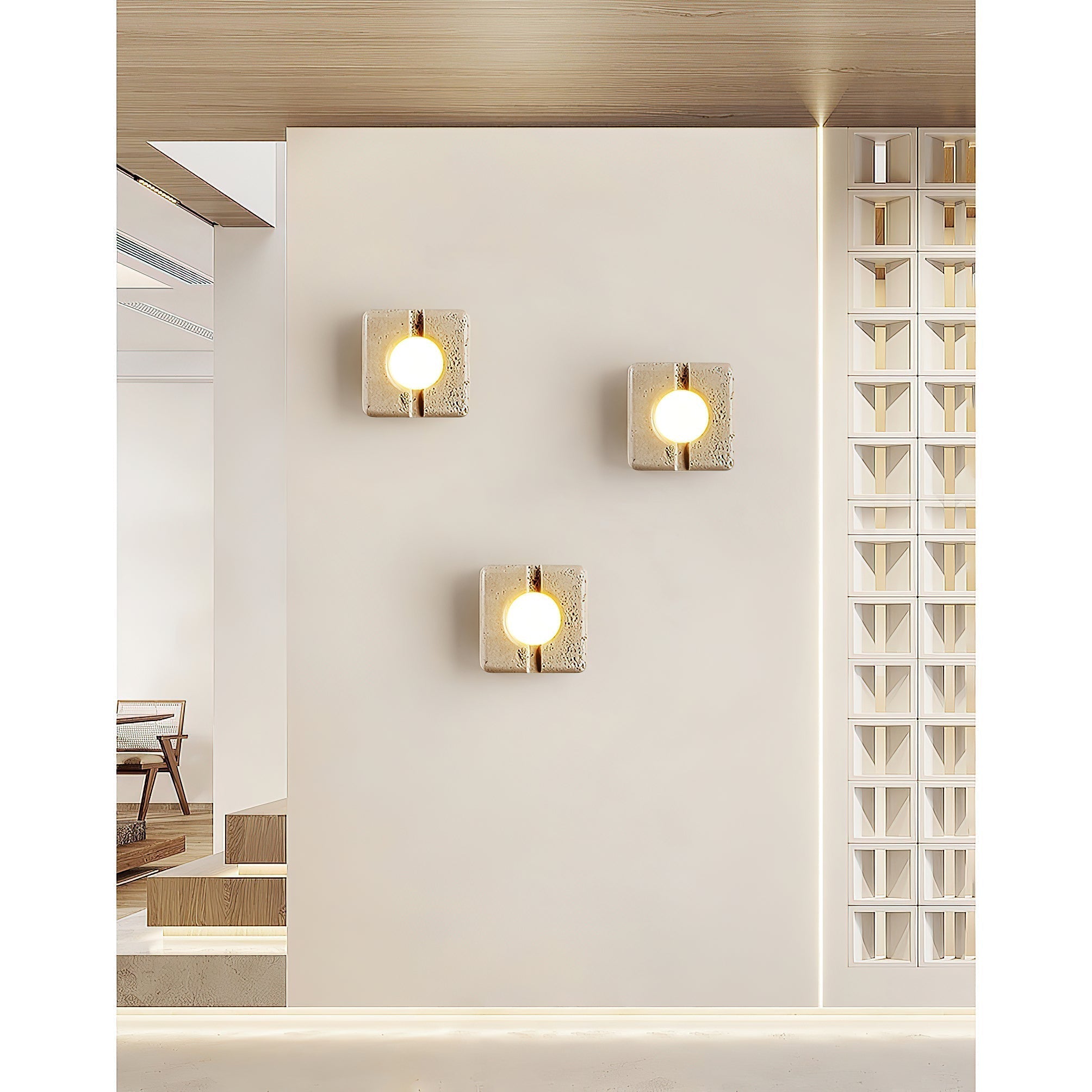 Kosmo Modern Minimalist Clear Travertine Wall Lamp - Letslighting