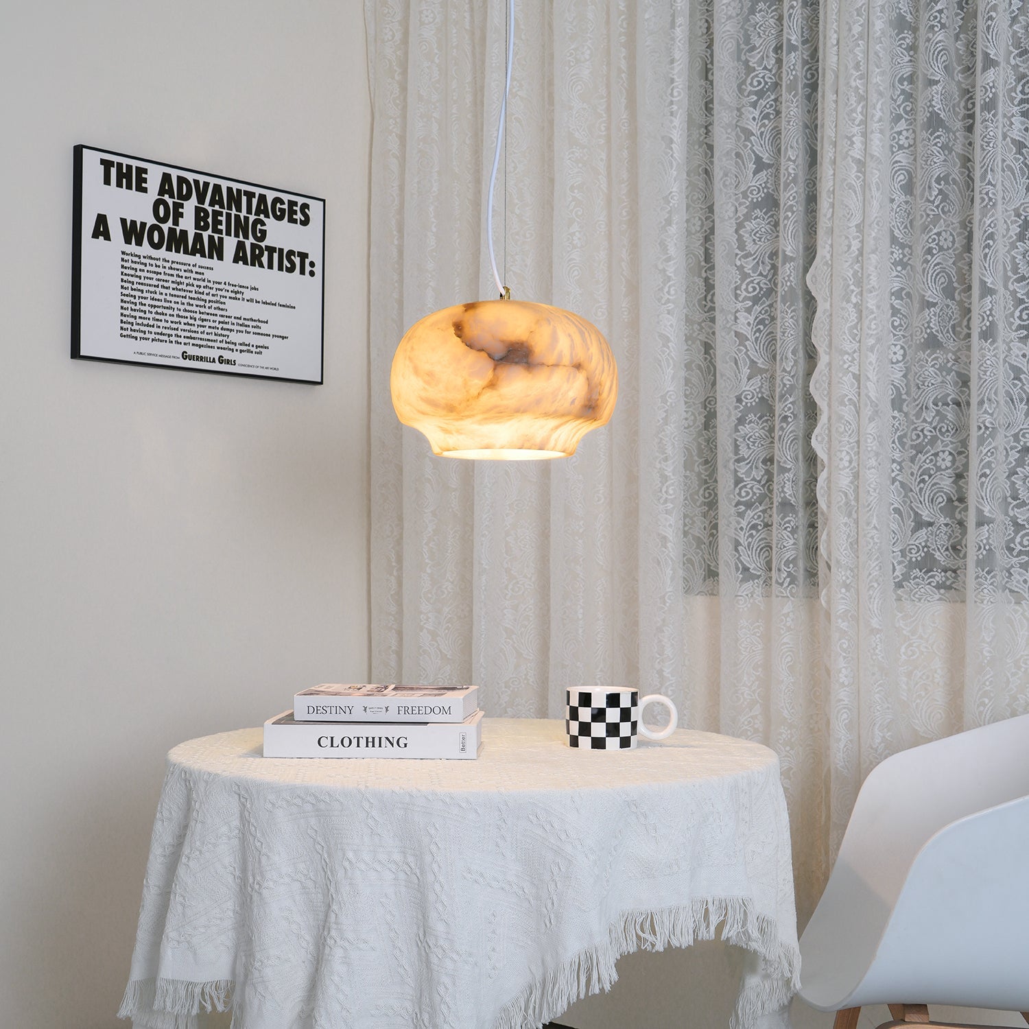 Thalia Minimalist Alabaster Pendant Light - Neutralighting