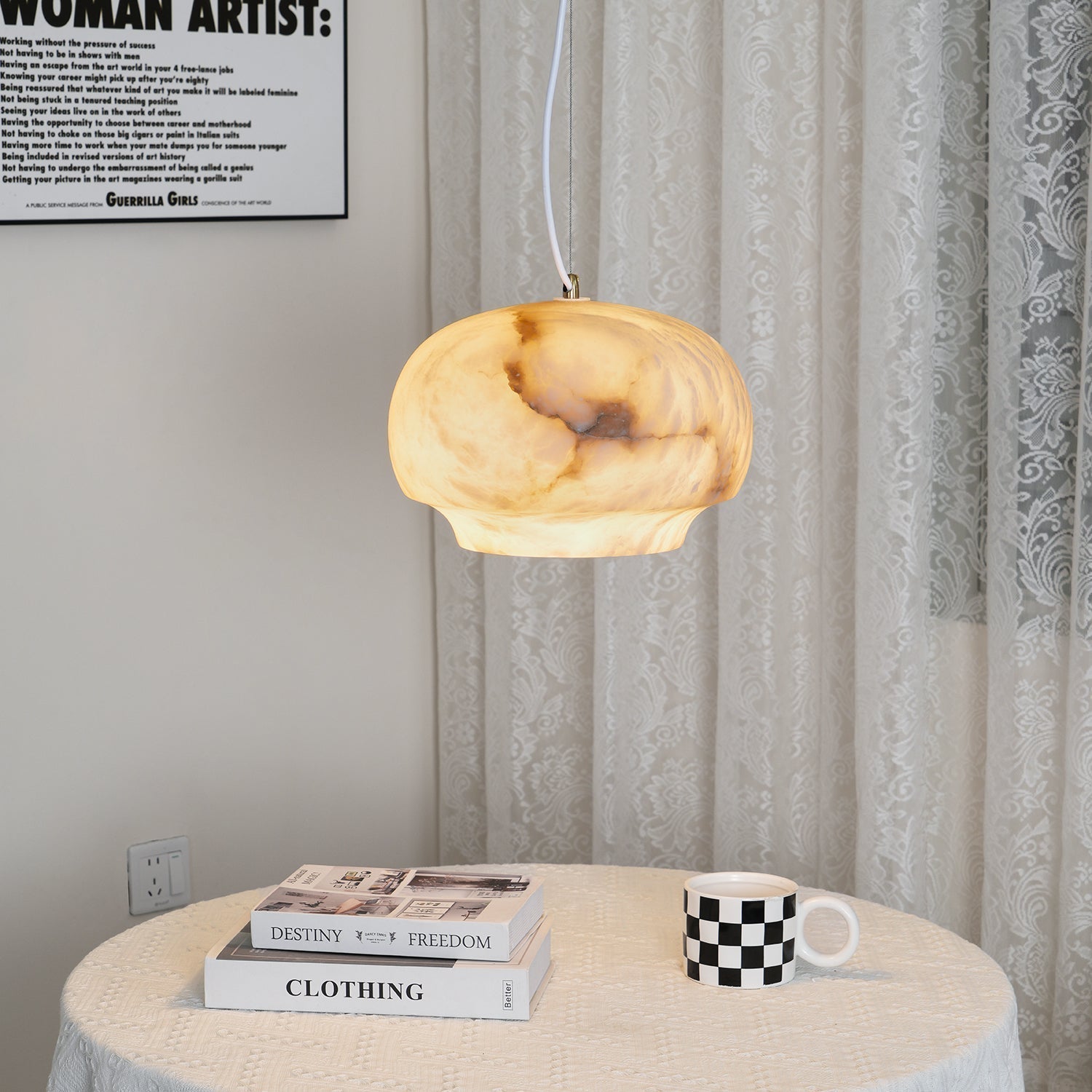 Miroir Modern Minimalist Alabaster Metal Pendant Lamp - Letslighting