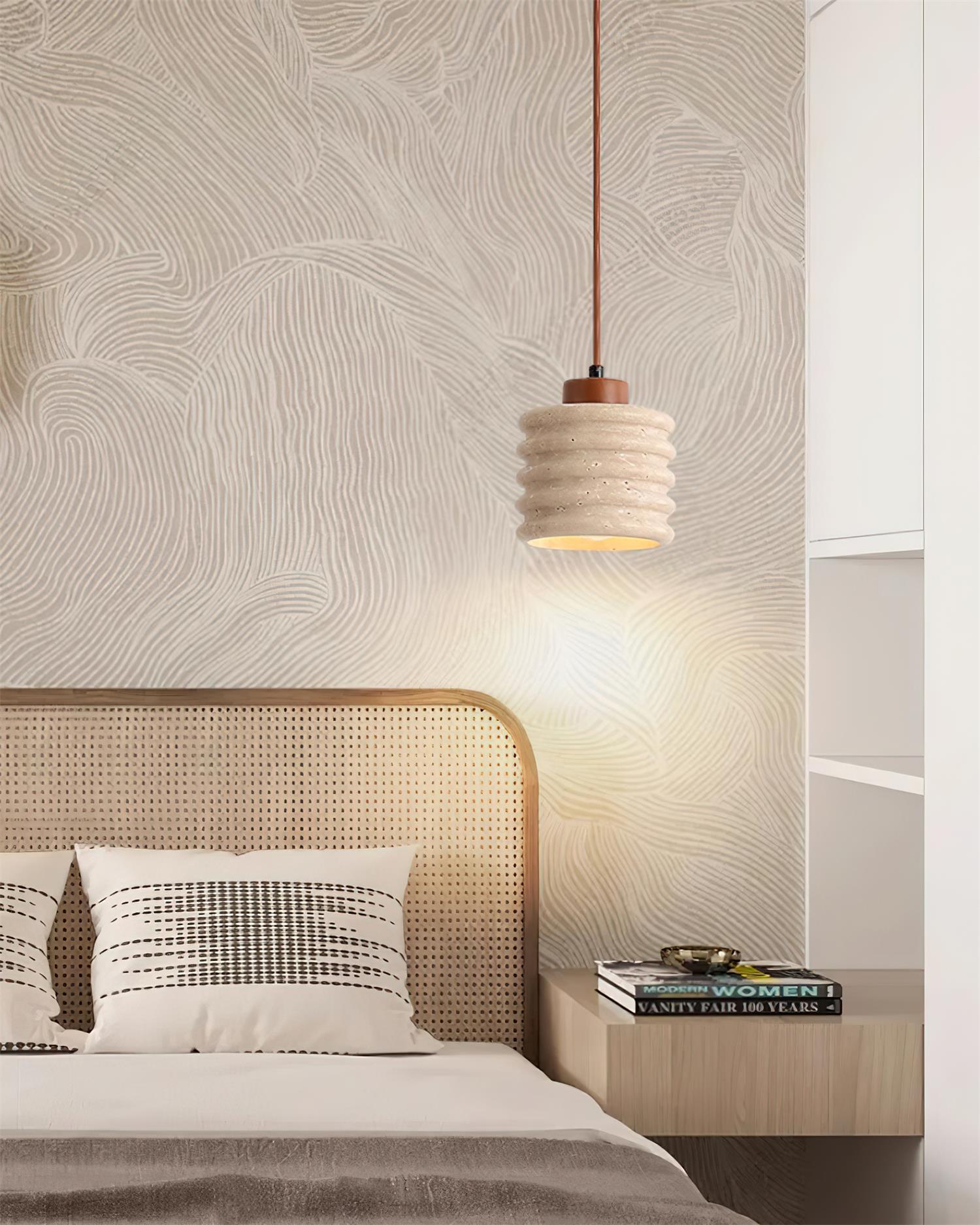 Ritta Pendant Light Travertine Ripple Shade Wabi-Sabi - Letslighting