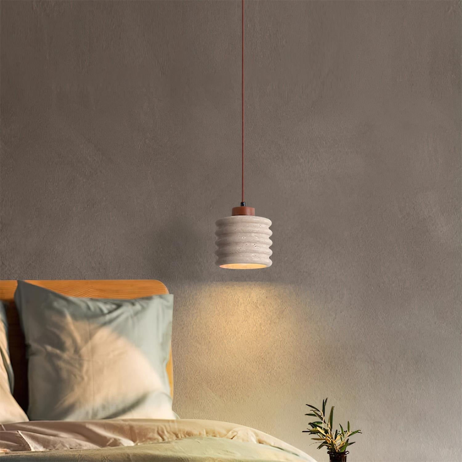 Ritta Pendant Light Travertine Ripple Shade Wabi-Sabi - Letslighting