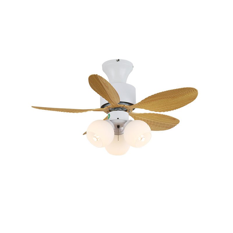 Liora Deckenventilator mit bunter Glasbeleuchtung, Nahaufnahme der Glasstruktur