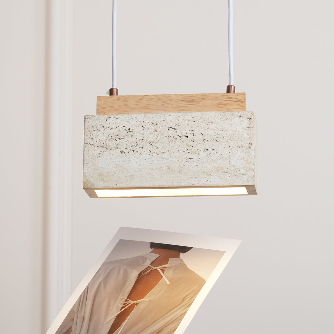 Ciraeila Rectangular Travertine Pendant Light - Neutralighting