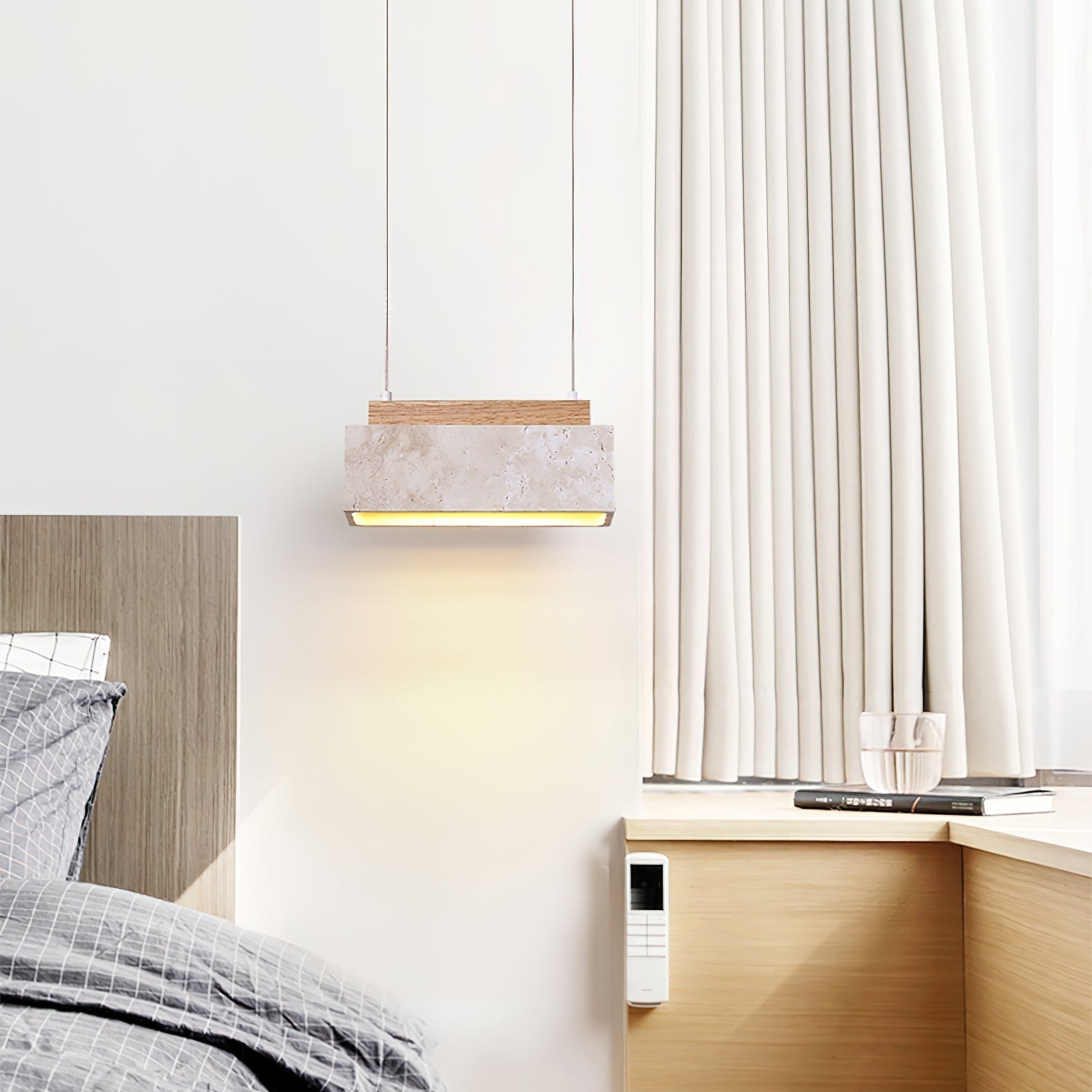 Ciraeila Rectangular Travertine Pendant Light - Neutralighting