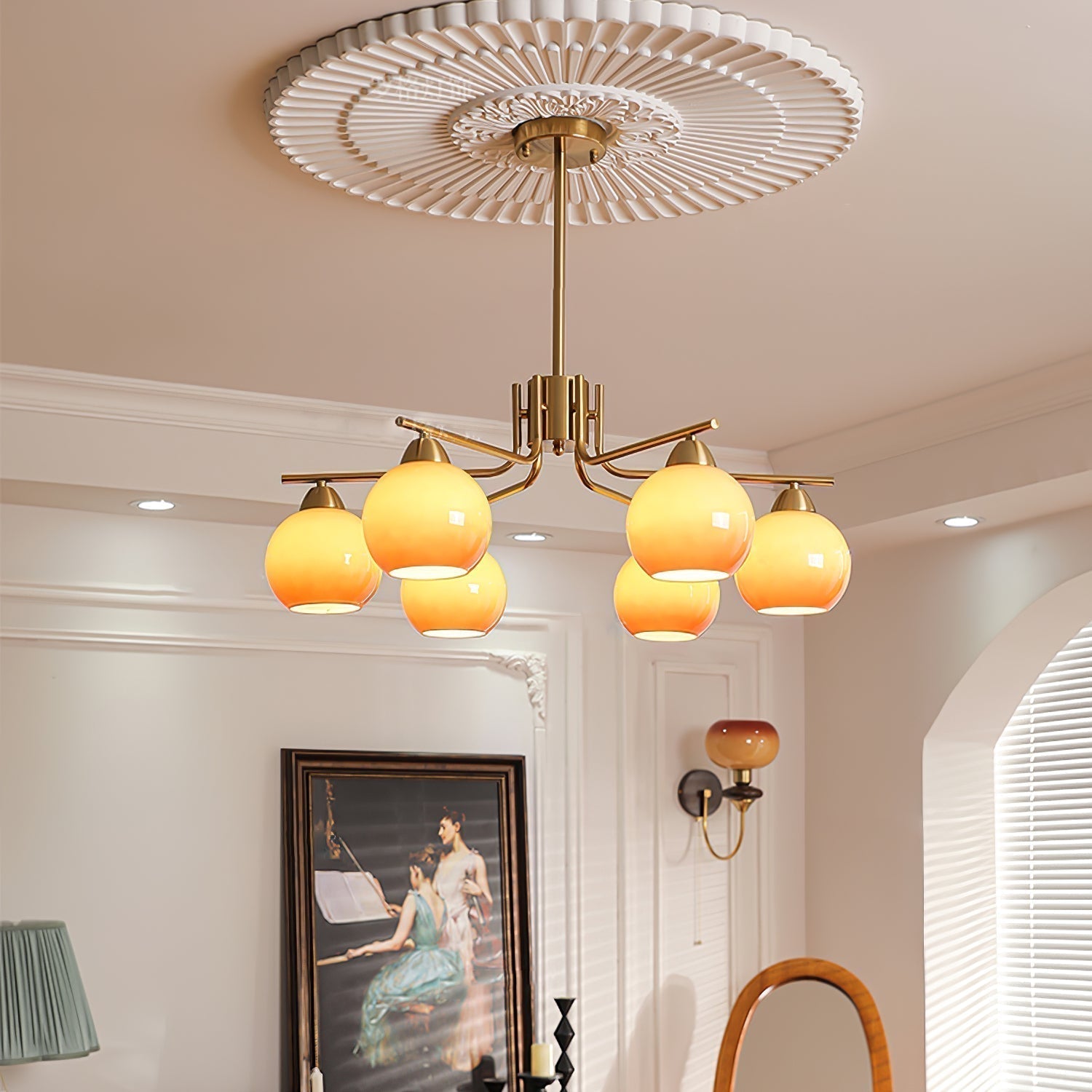 Lustra Kronleuchter Messing Karamell Globus Minimalist-Letslighting