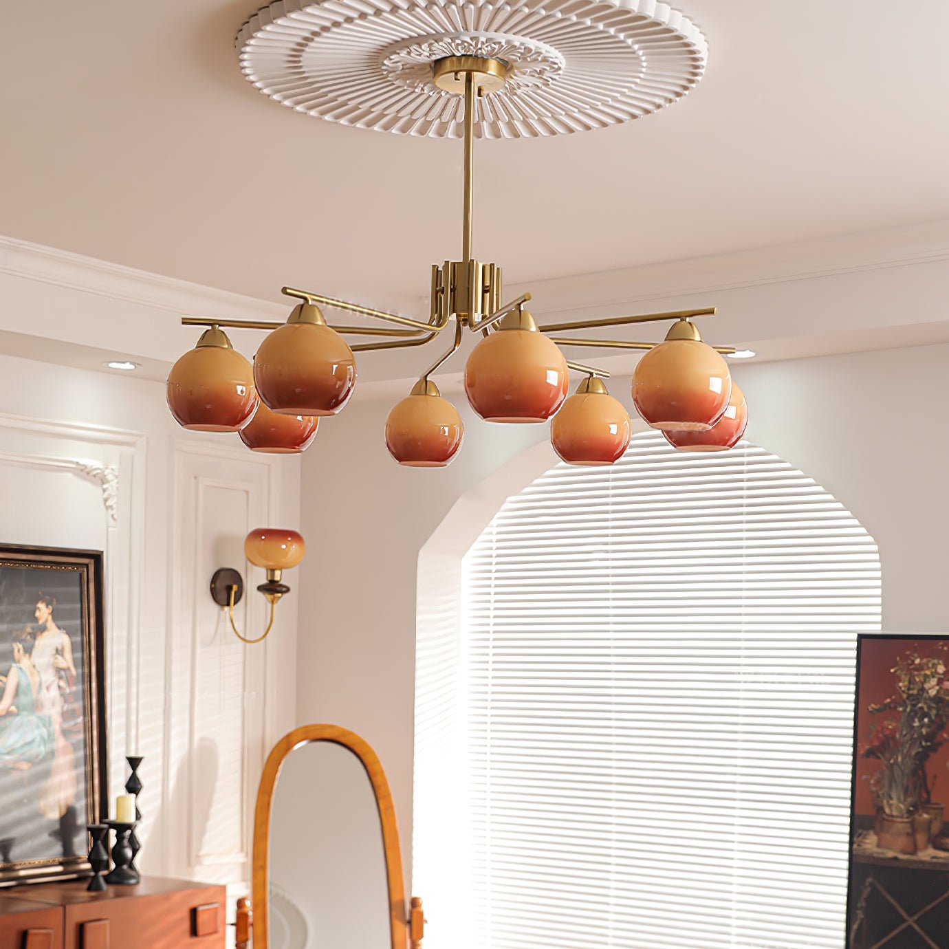 Lustra Kronleuchter Messing Karamell Globus Minimalist-Letslighting