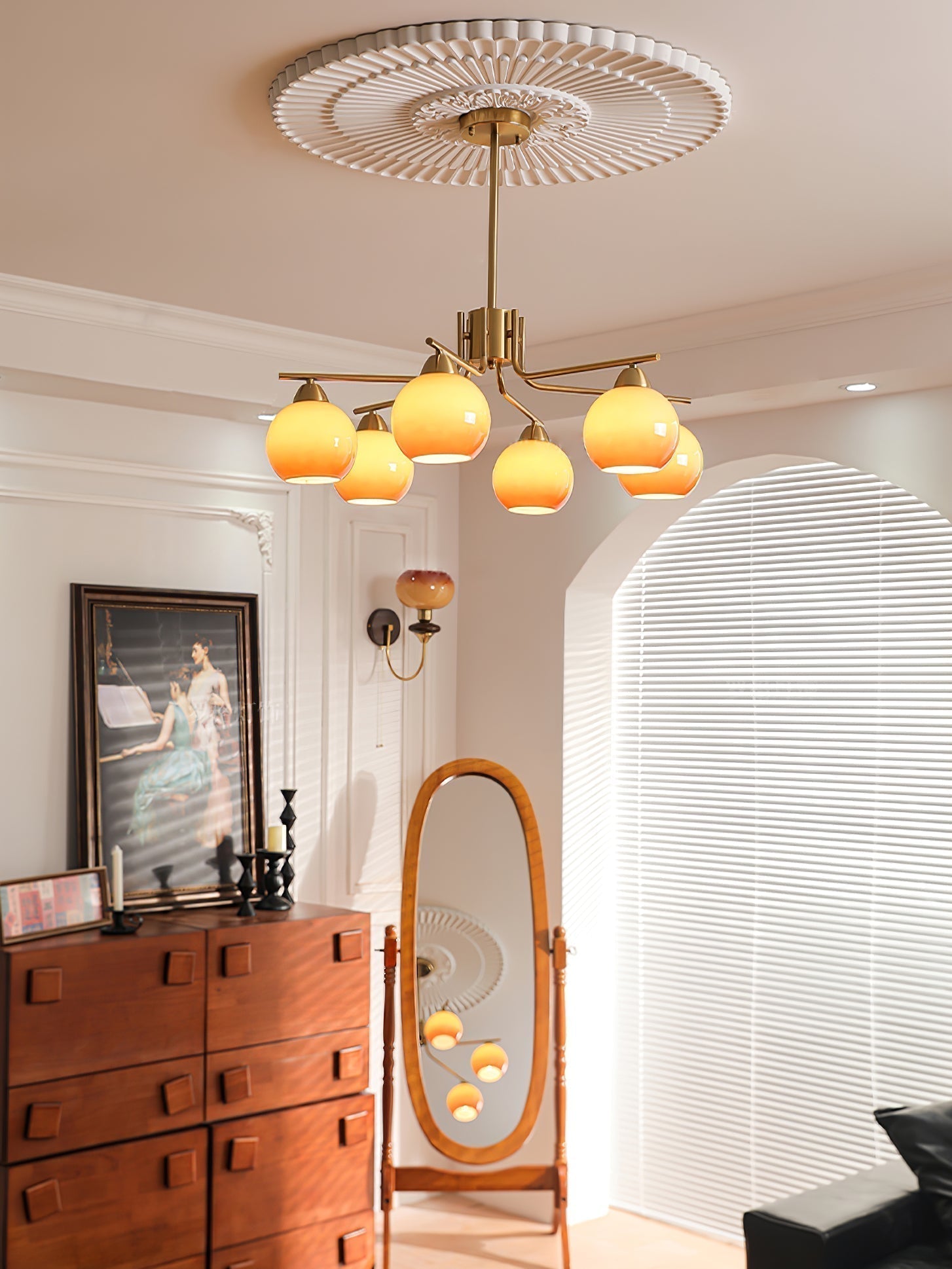 Lustra Kronleuchter Messing Karamell Globus Minimalist-Letslighting