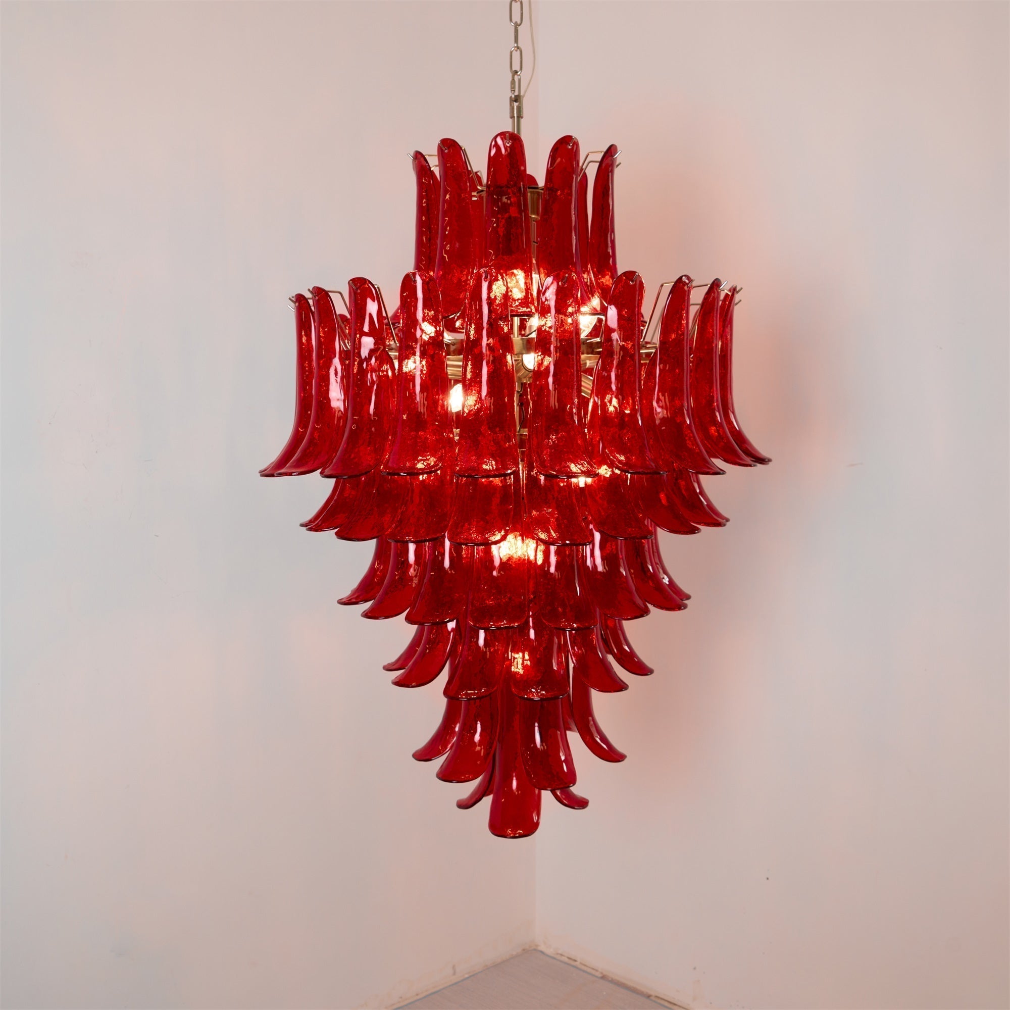 Zinc Postmodern Luxury Petal Glass Metal Chandelier - Letslighting