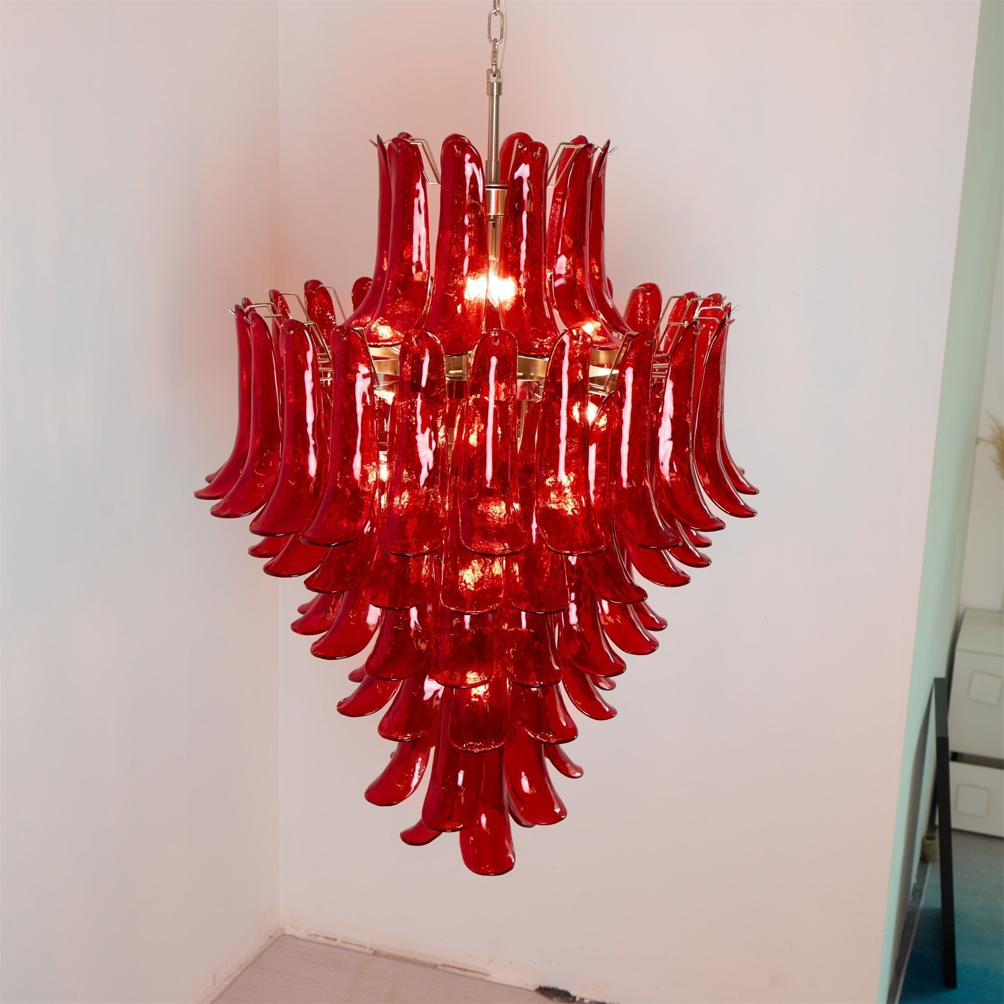 Zinc Postmodern Luxury Petal Glass Metal Chandelier - Letslighting