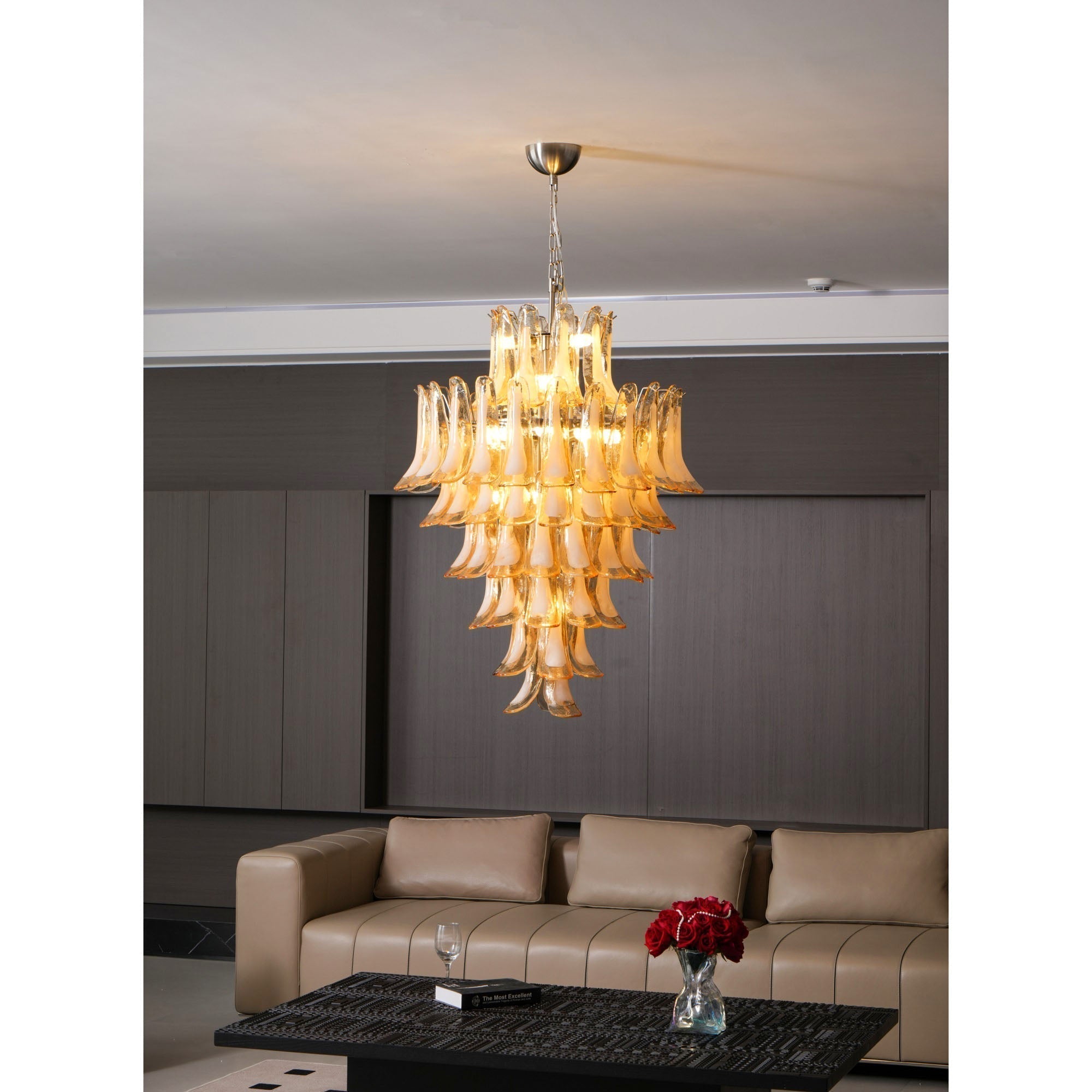 Zinc Postmodern Luxury Petal Glass Metal Chandelier - Letslighting