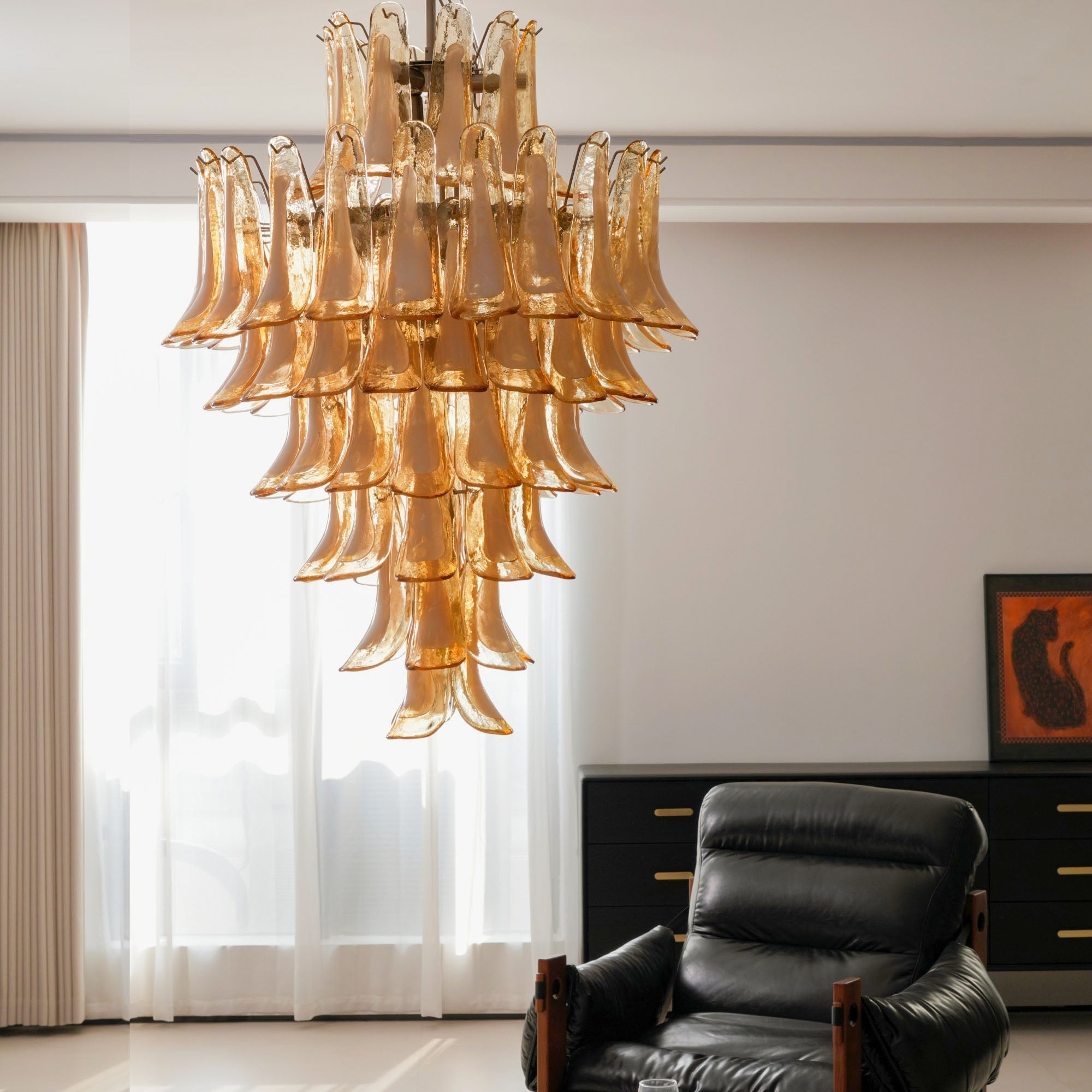 Zinc Postmodern Luxury Petal Glass Metal Chandelier - Letslighting
