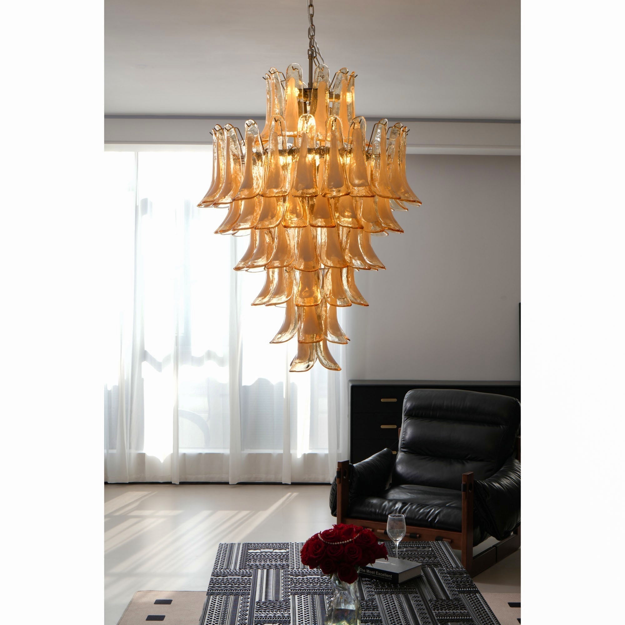 Zinc Postmodern Luxury Petal Glass Metal Chandelier - Letslighting