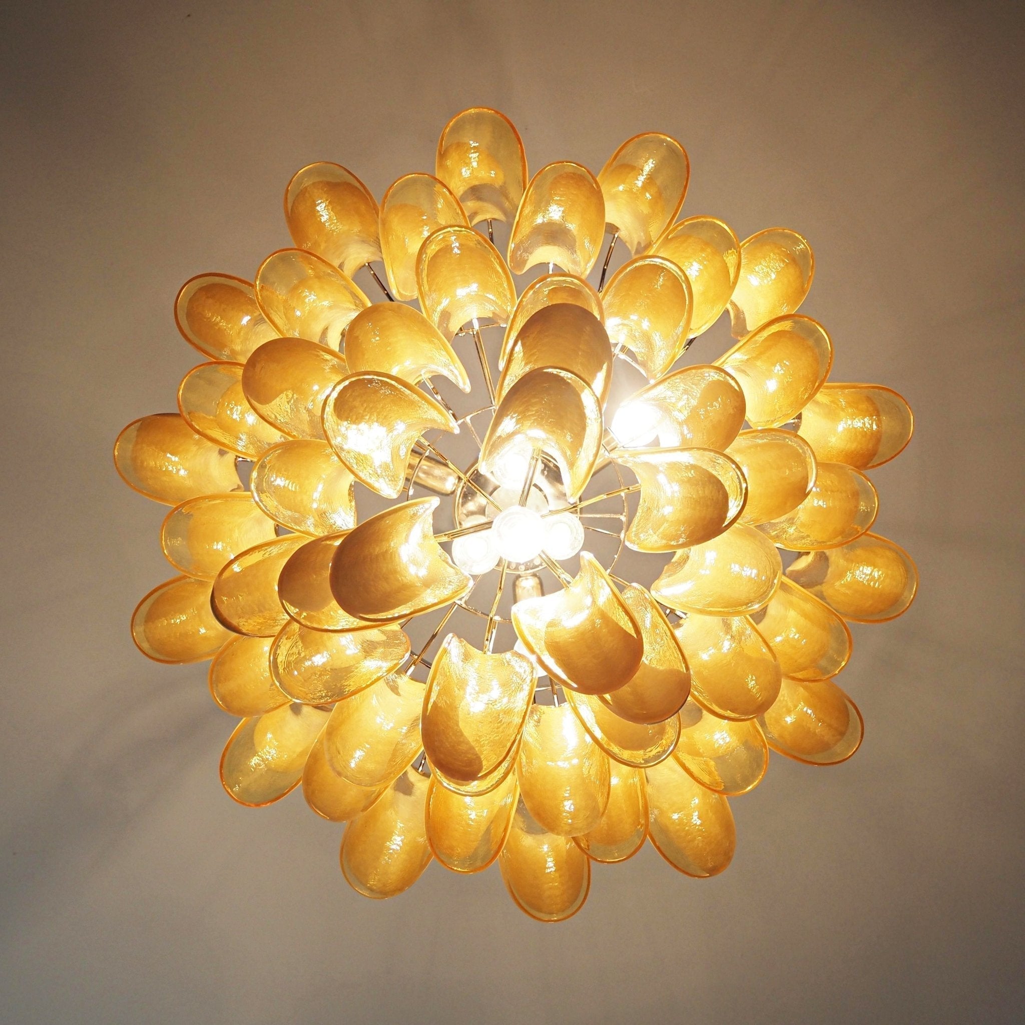 Aurora Chandelier Amber Murano Glass Petals Layered - Neutralighting