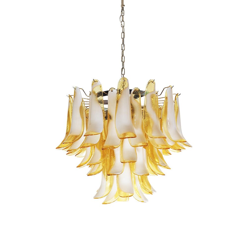 Aurora Chandelier Amber Murano Glass Petals Layered - Neutralighting