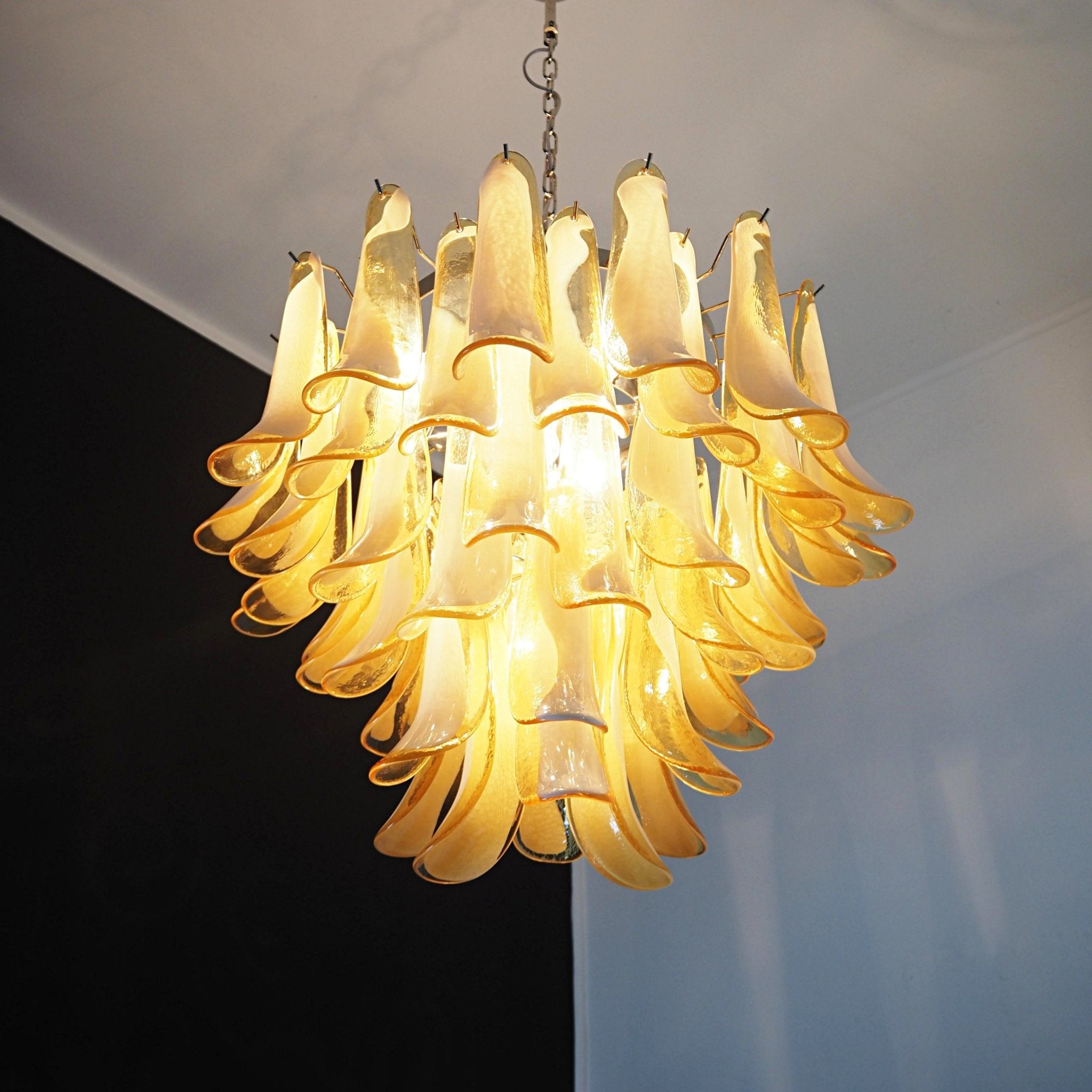 Aurora Chandelier Amber Murano Glass Petals Layered - Neutralighting