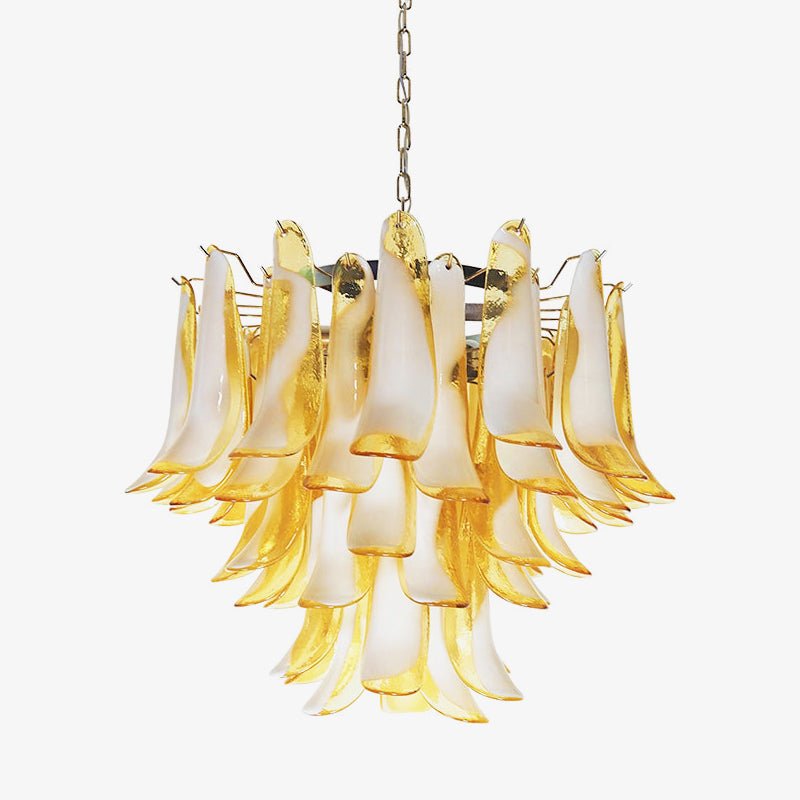 Aurora Chandelier Amber Murano Glass Petals Layered - Neutralighting