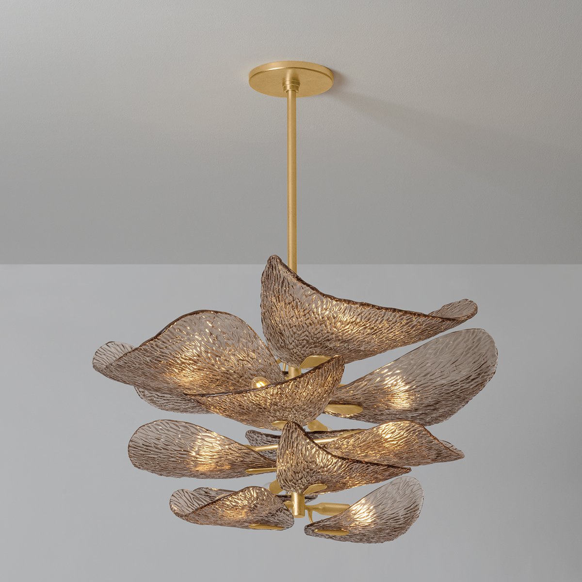 Aurora Chandelier Cardiff Piastra Glass Petal Layered Bronze - Neutralighting